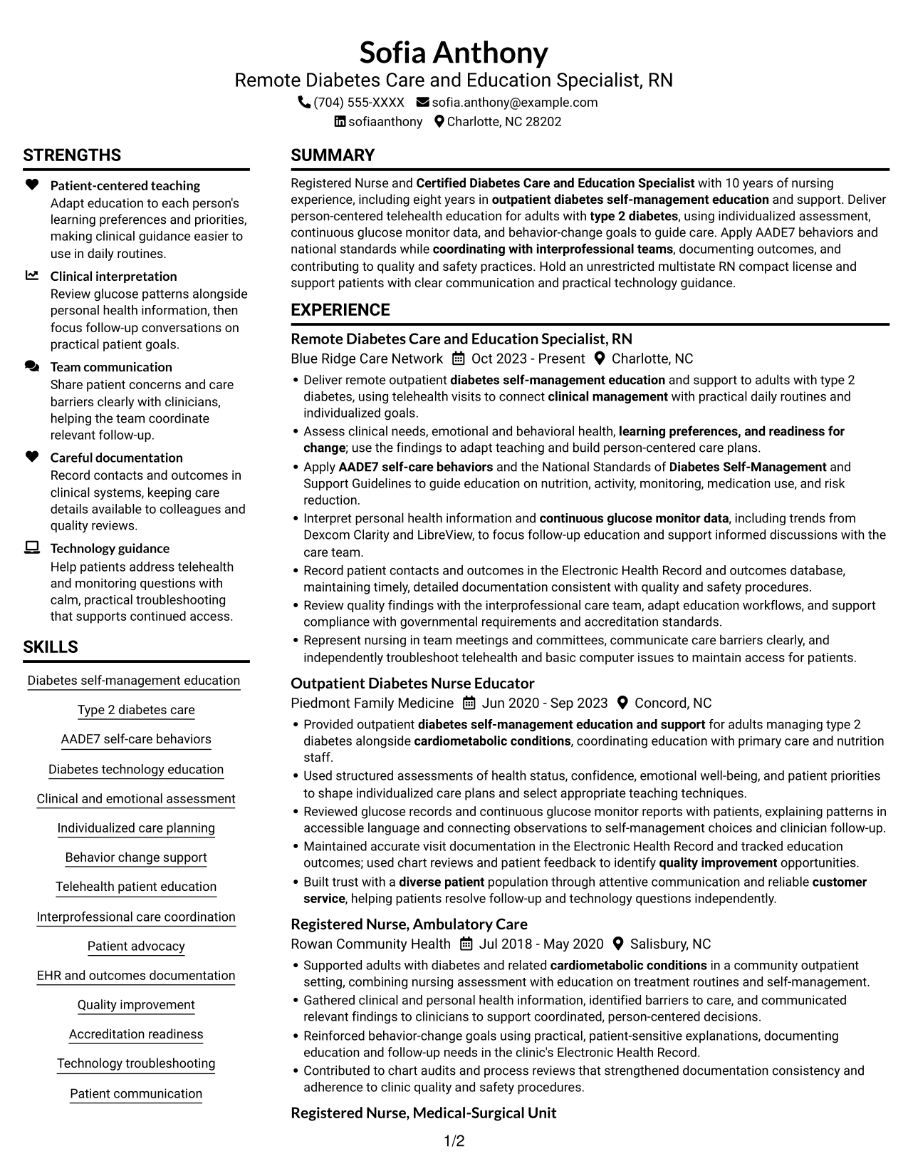 Resume example — page 1