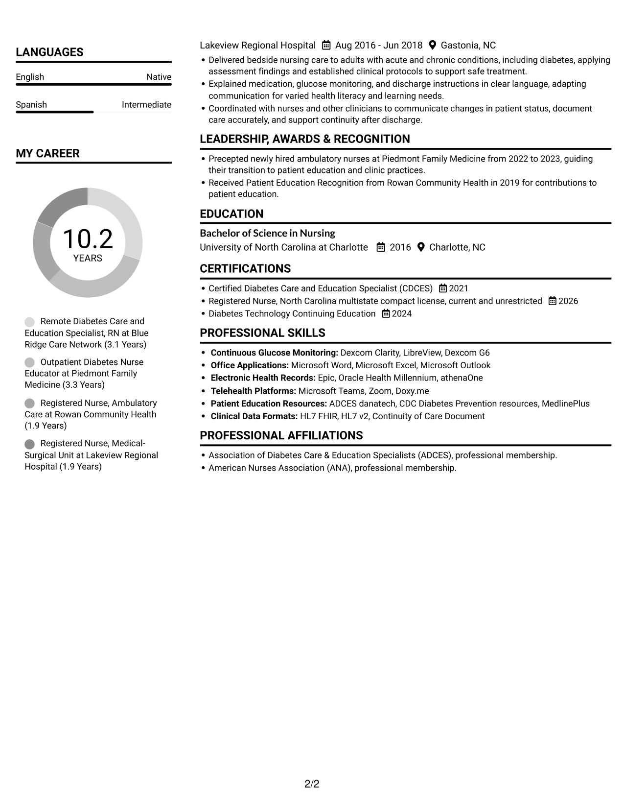 Resume example — page 2