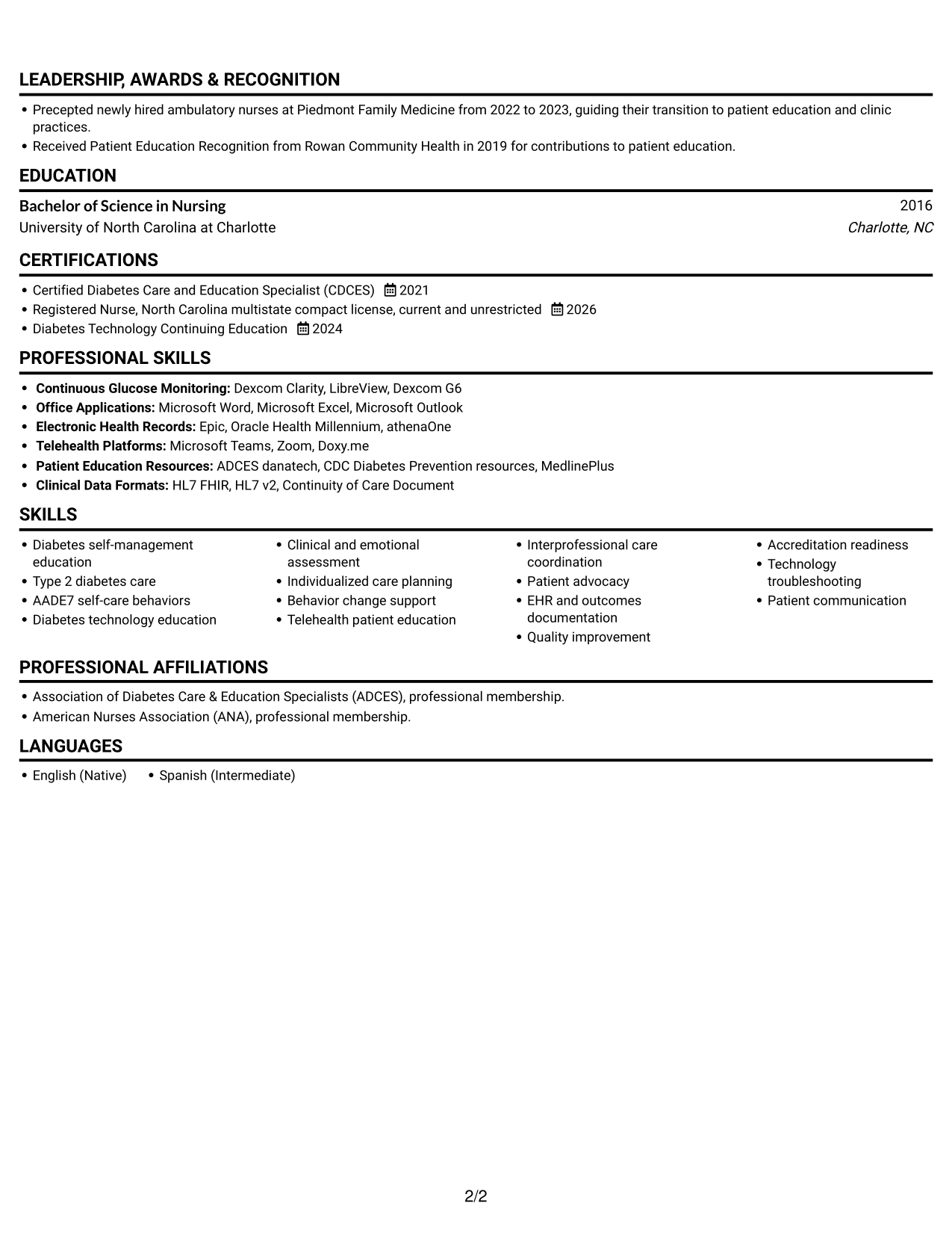 Resume example — page 2