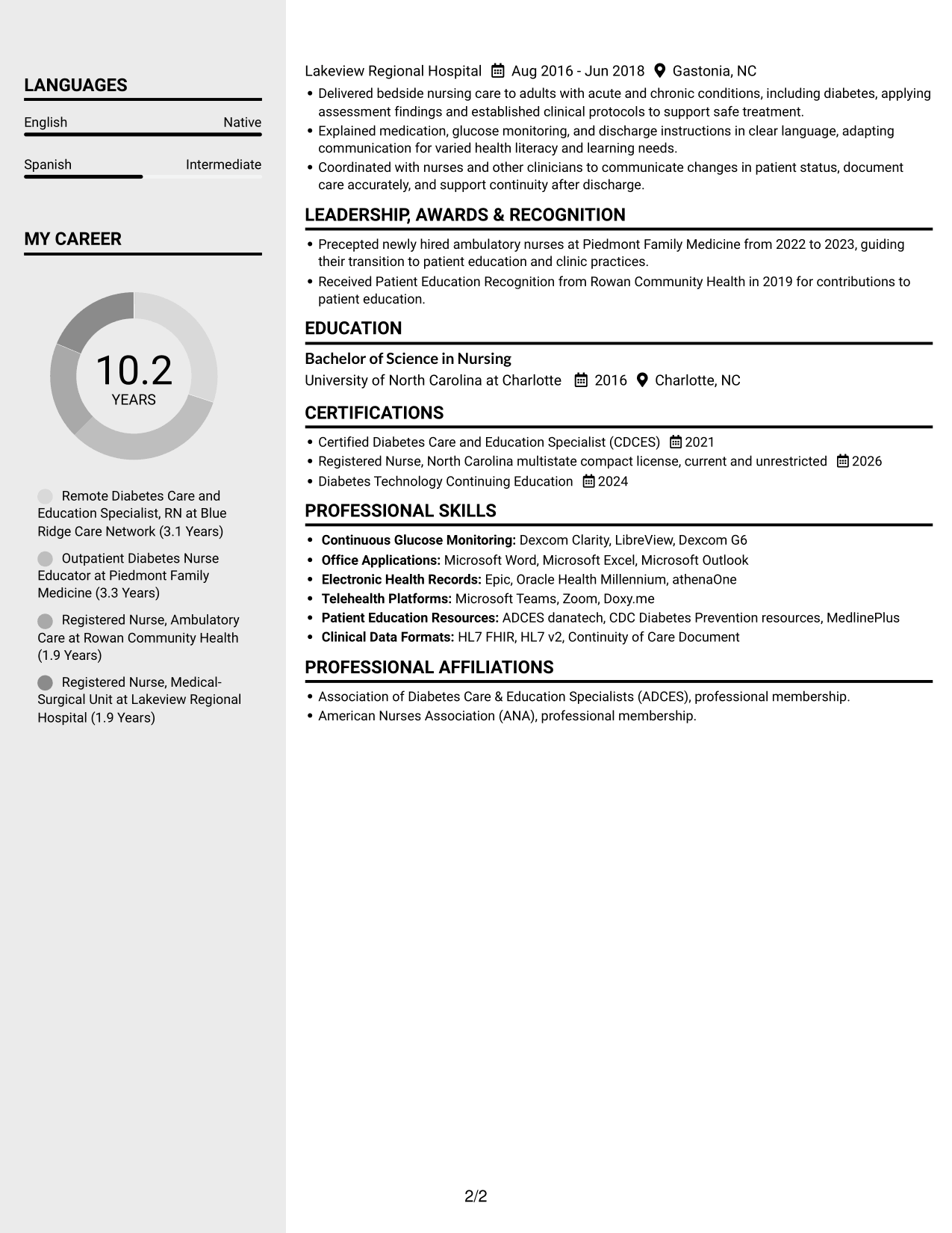 Resume example — page 2