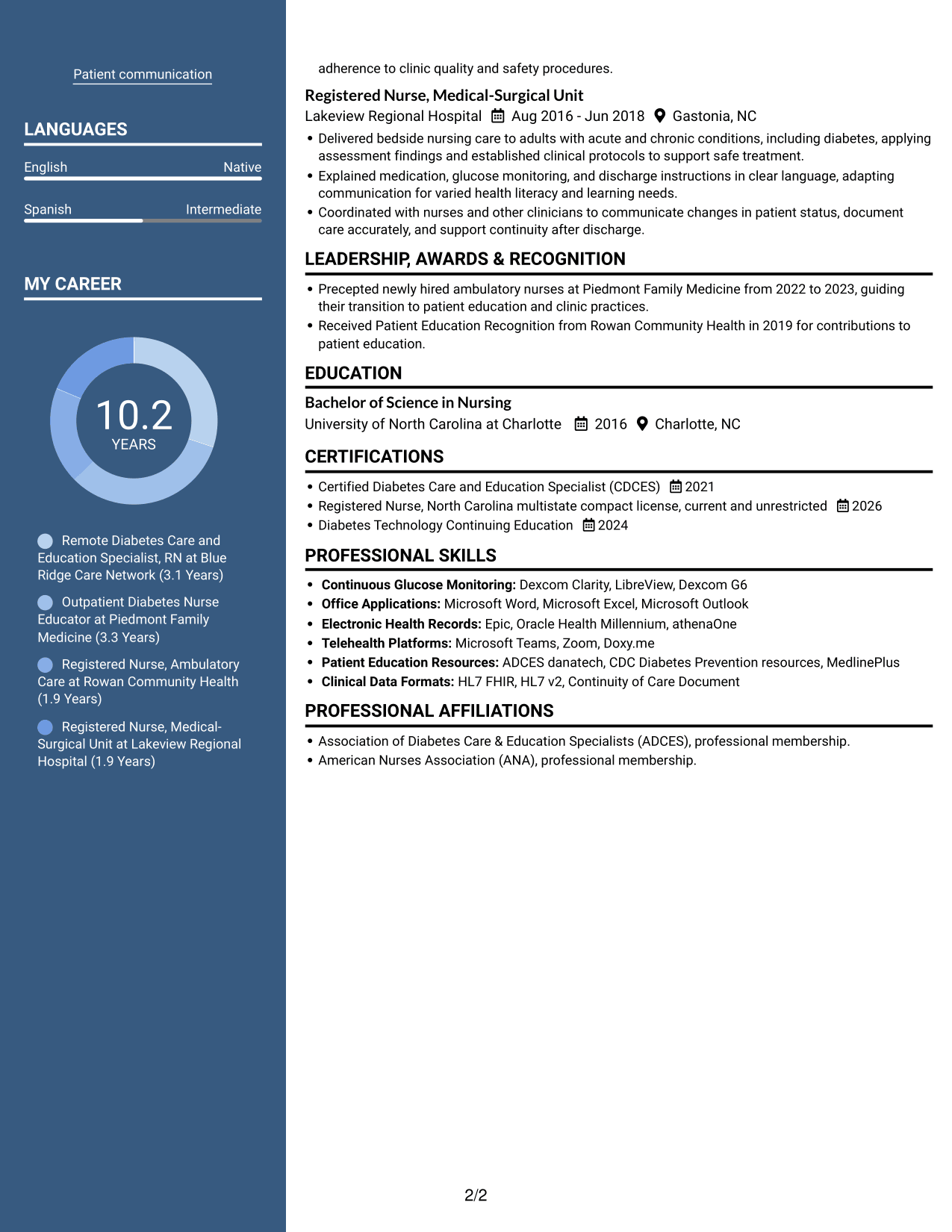 Resume example — page 2
