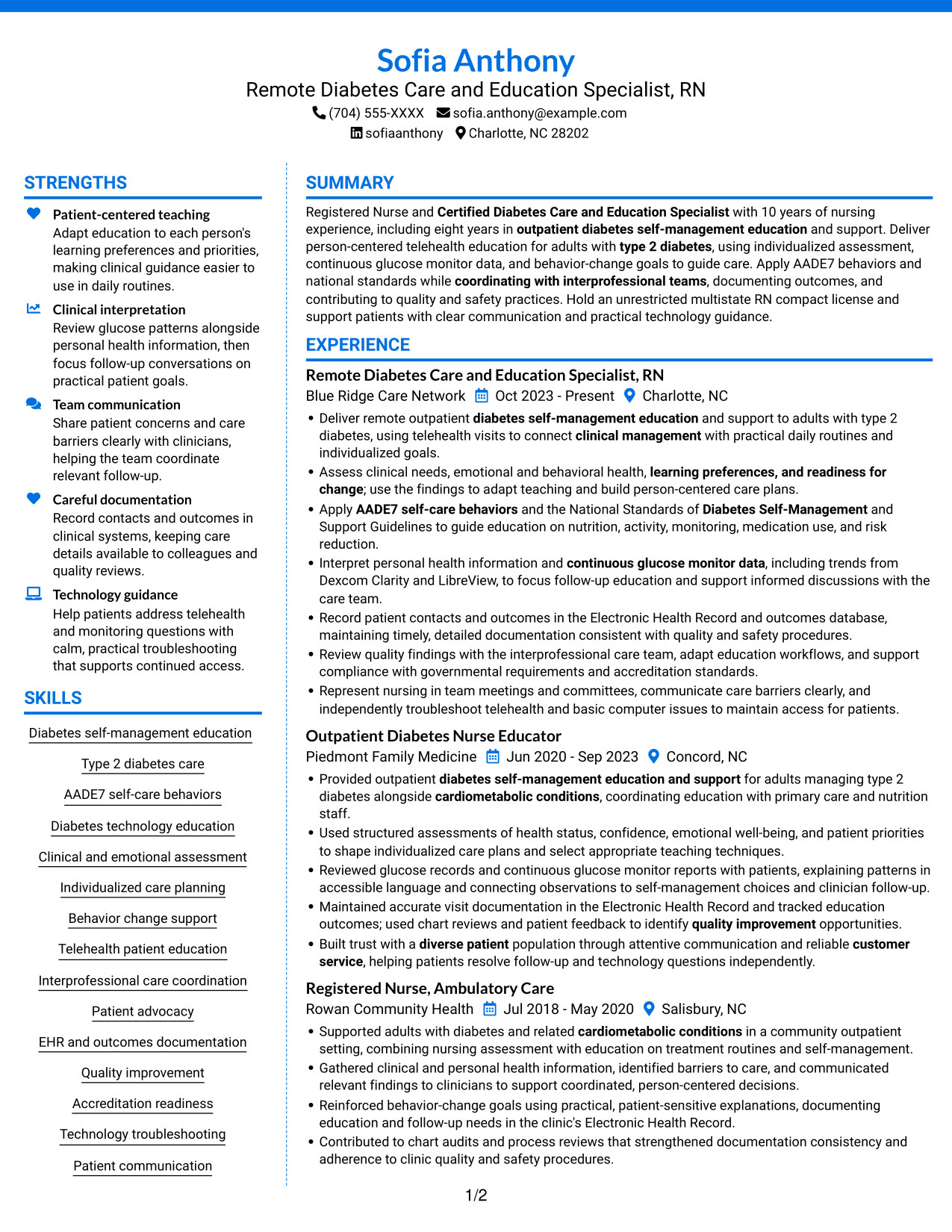 Resume example — page 1