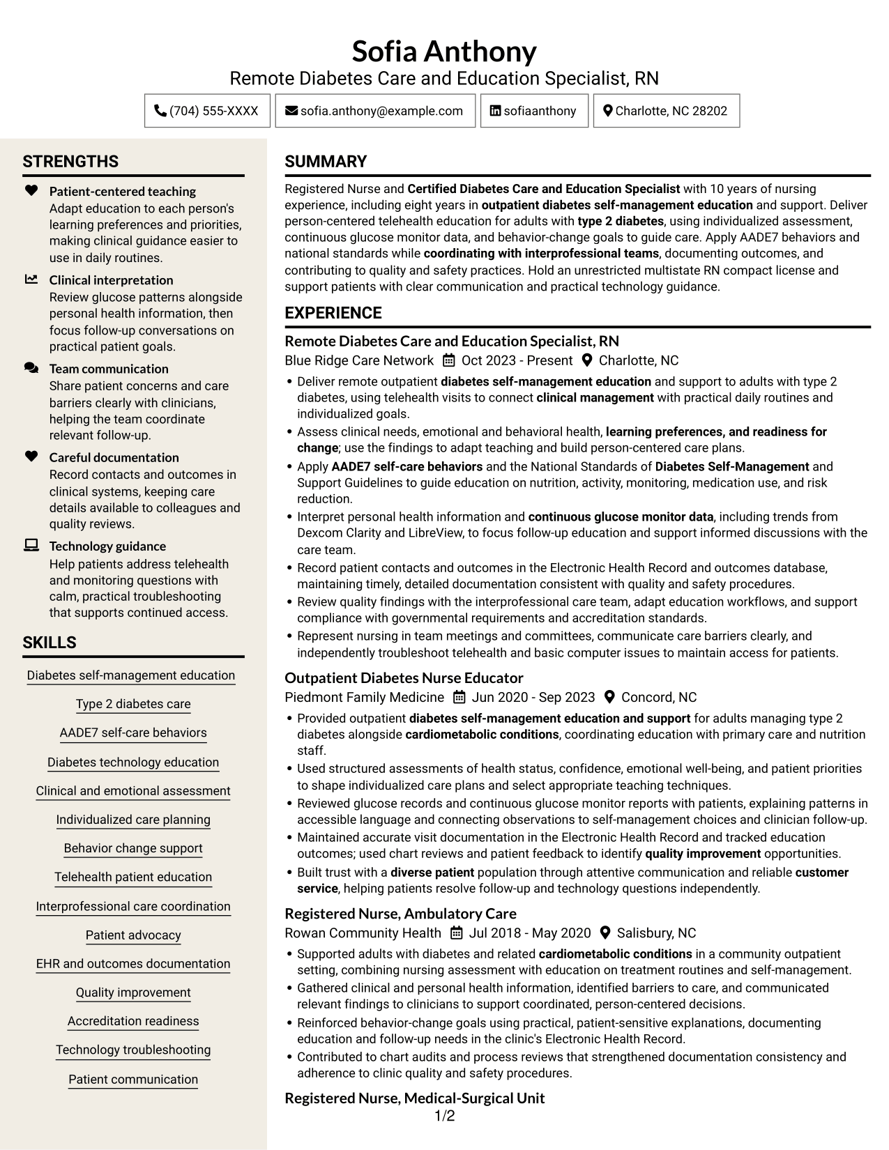 Resume example — page 1