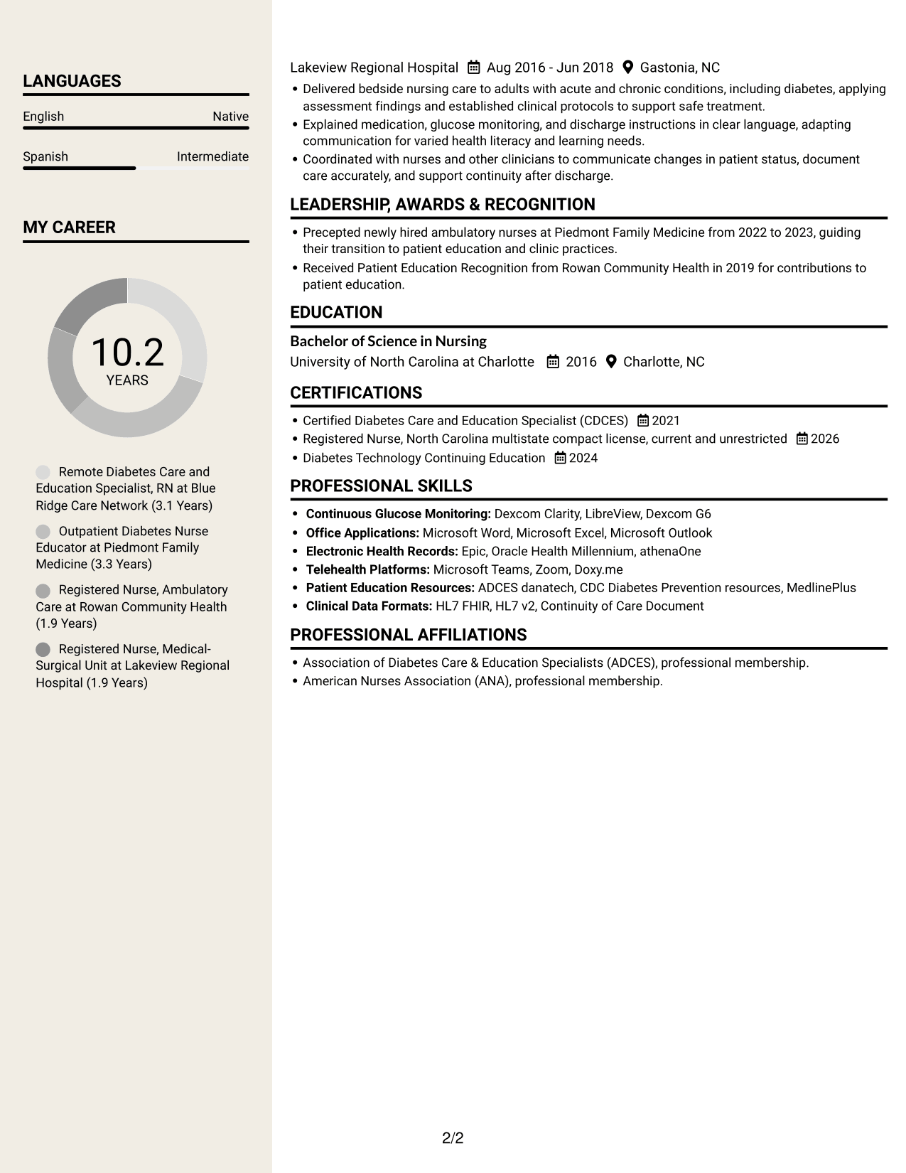Resume example — page 2