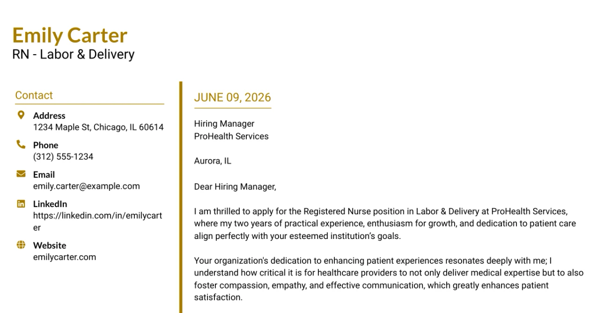 30+ RN - Labor & Delivery Cover Letter Templates with Example 2026