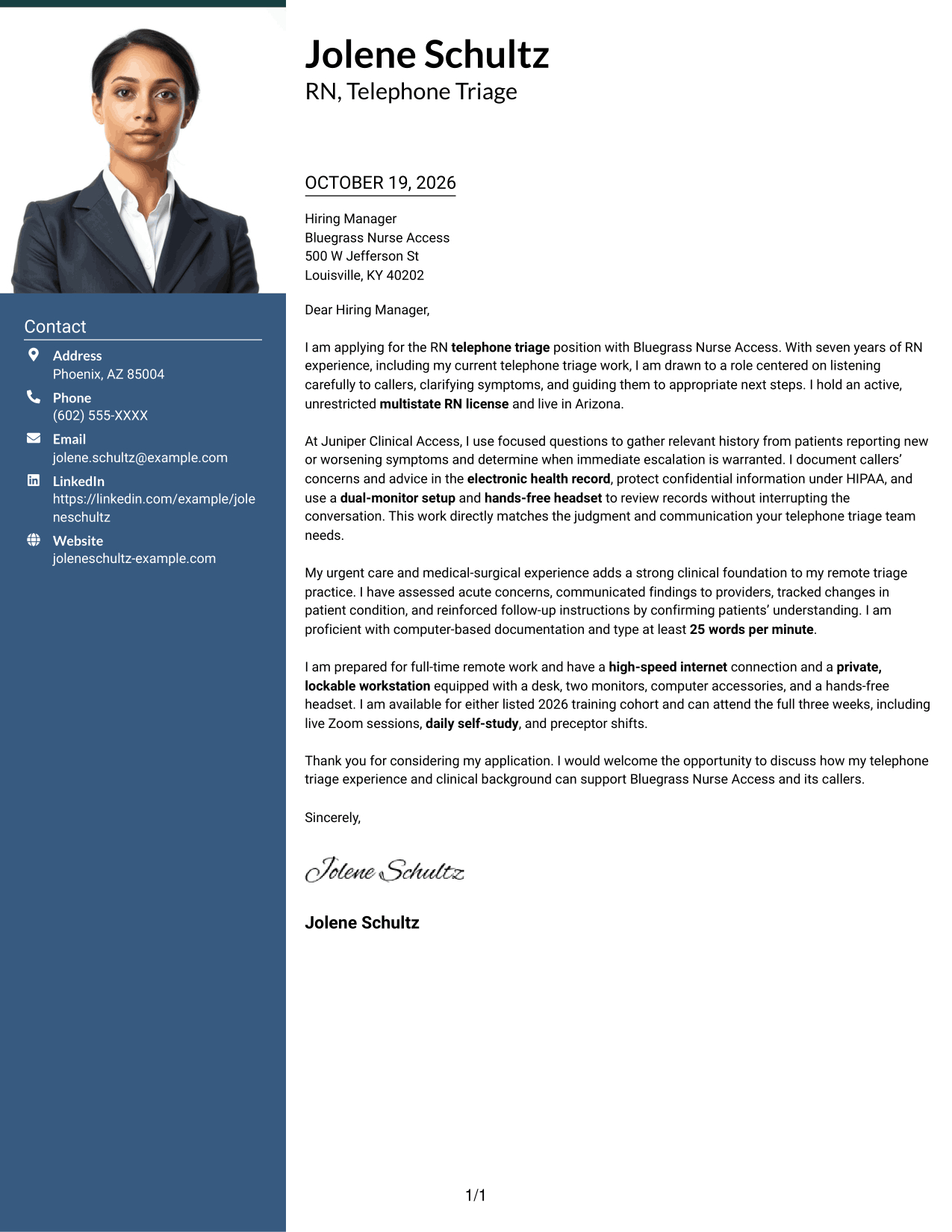 Cover letter example — page 1