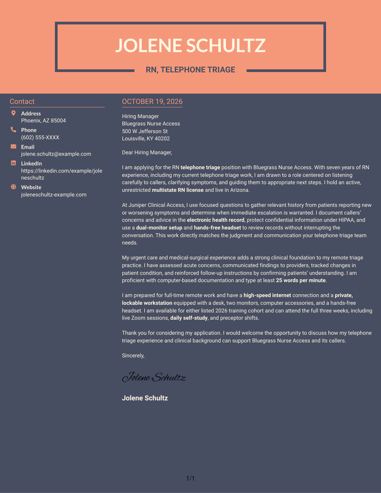 Cover letter example — page 1