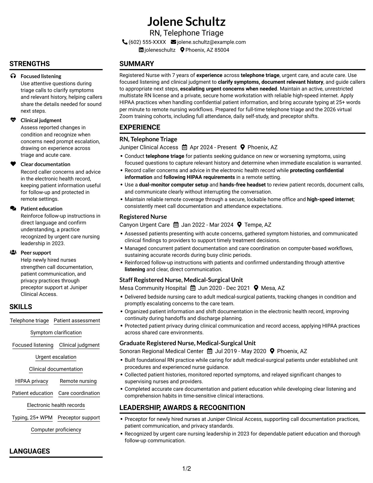 Resume example — page 1