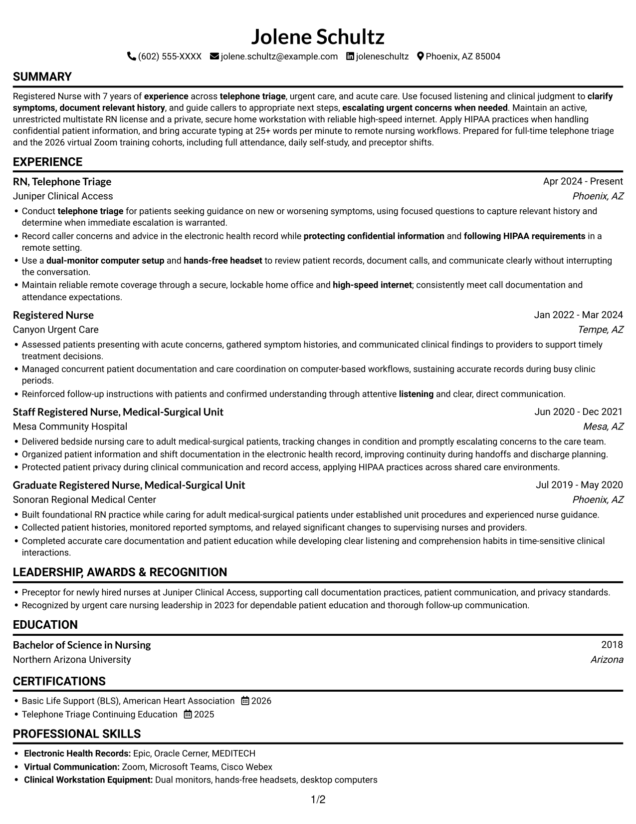 Resume example — page 1