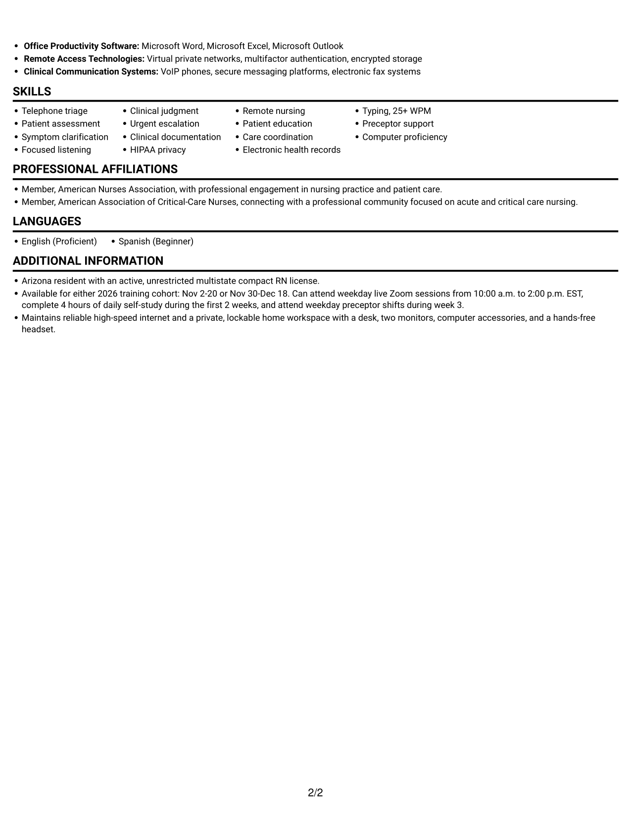 Resume example — page 2