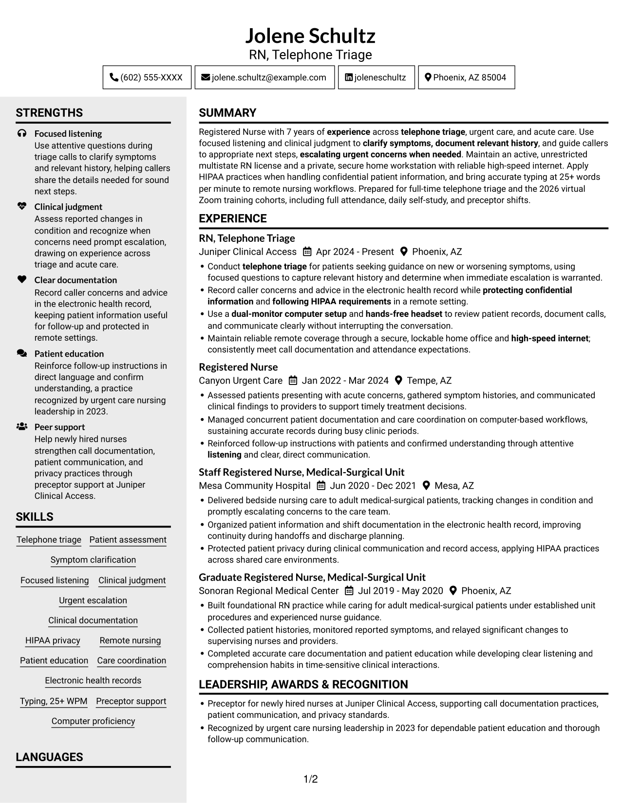 Resume example — page 1