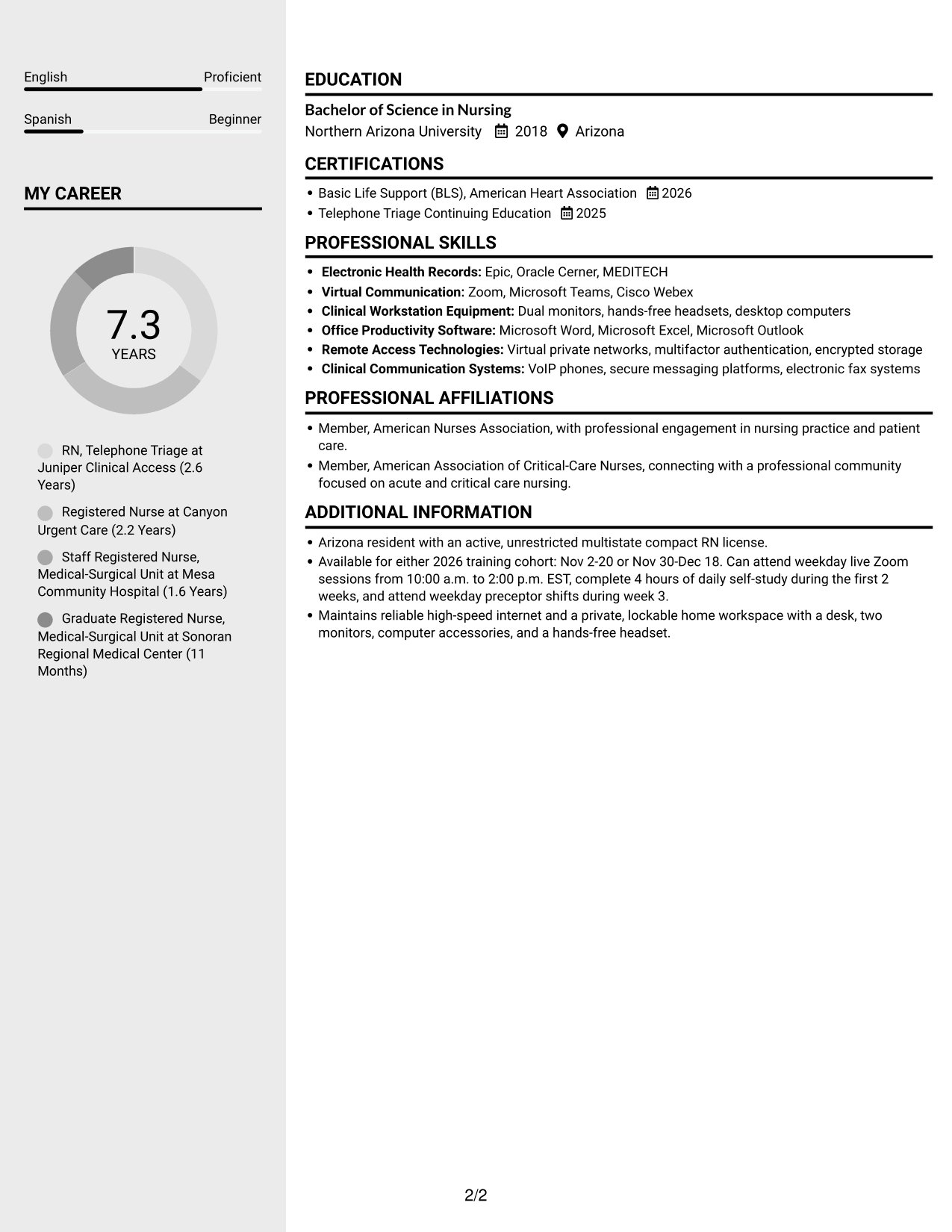 Resume example — page 2