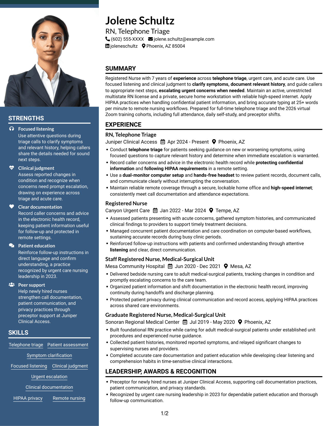 Resume example — page 1
