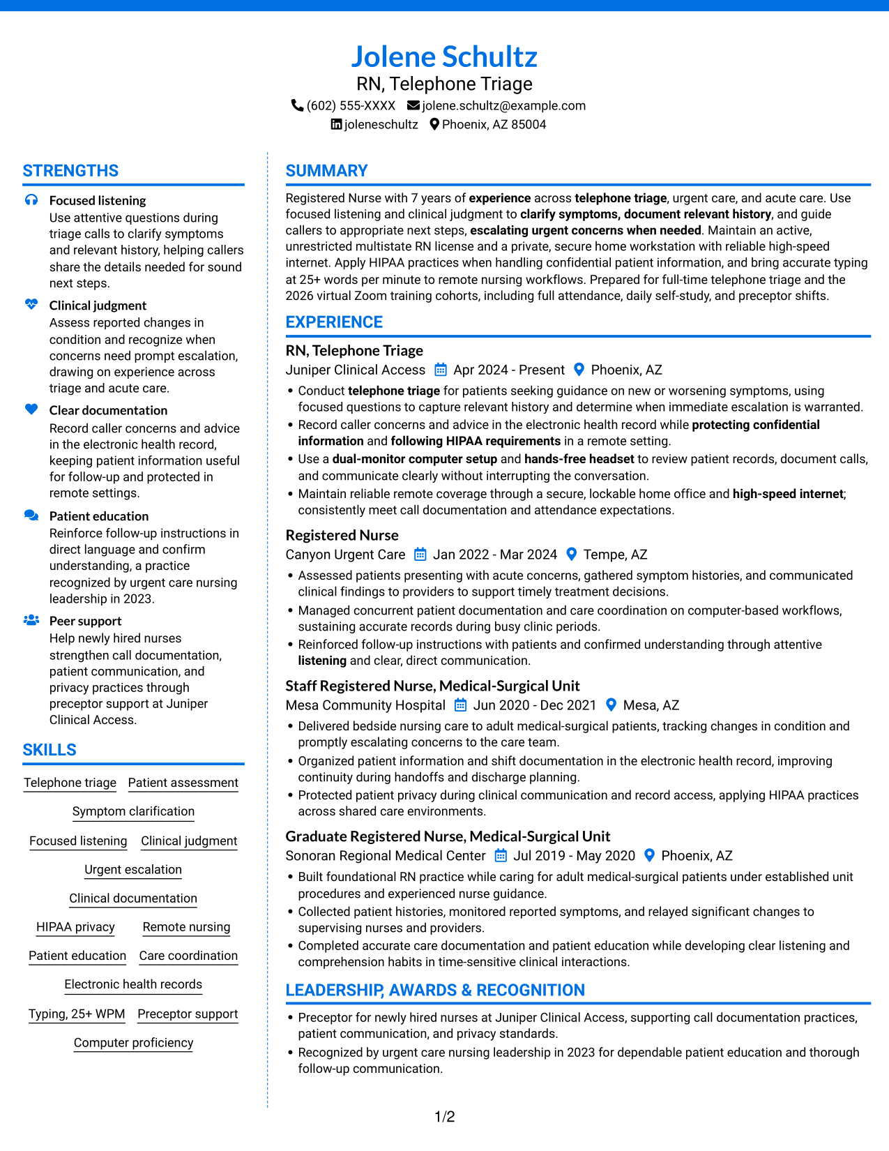 Resume example — page 1