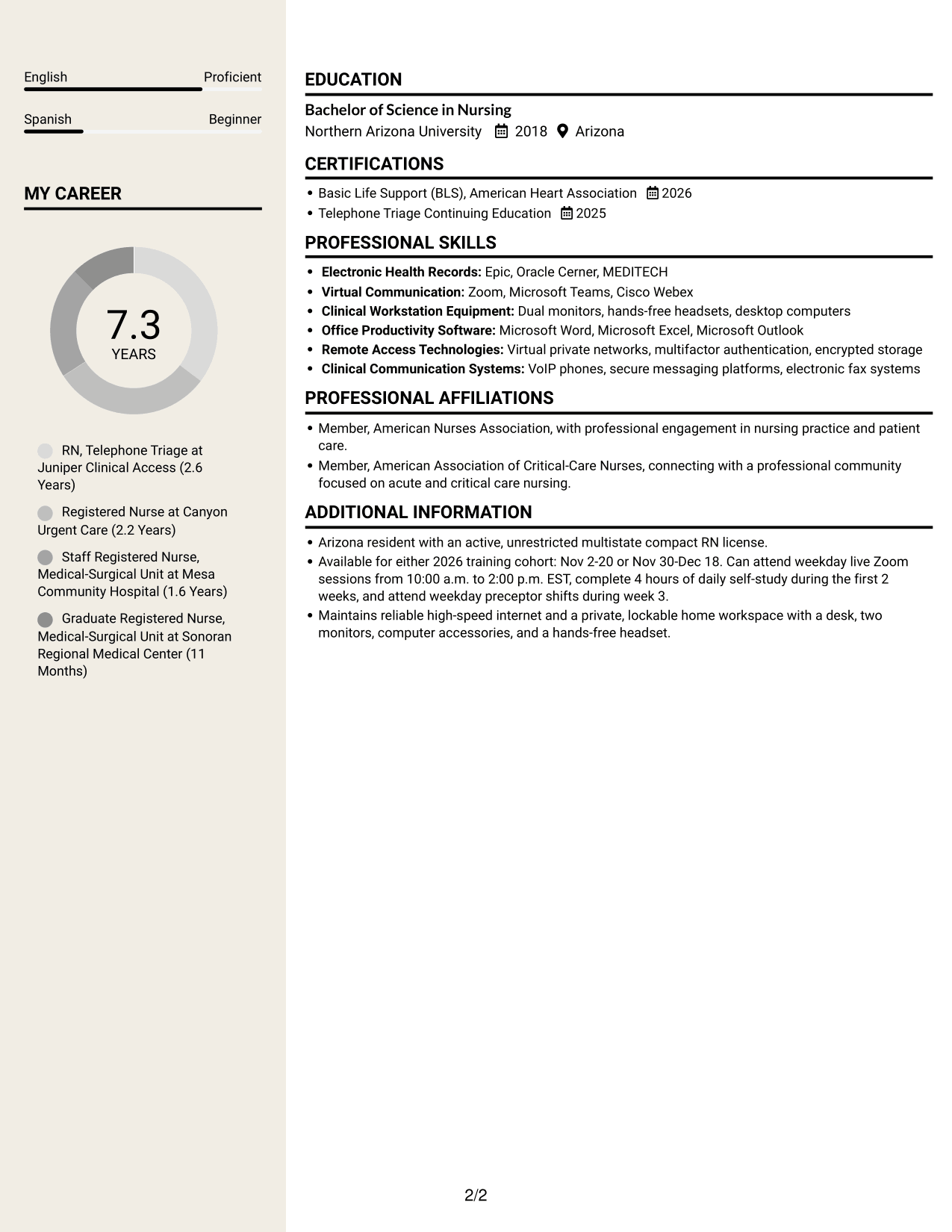 Resume example — page 2