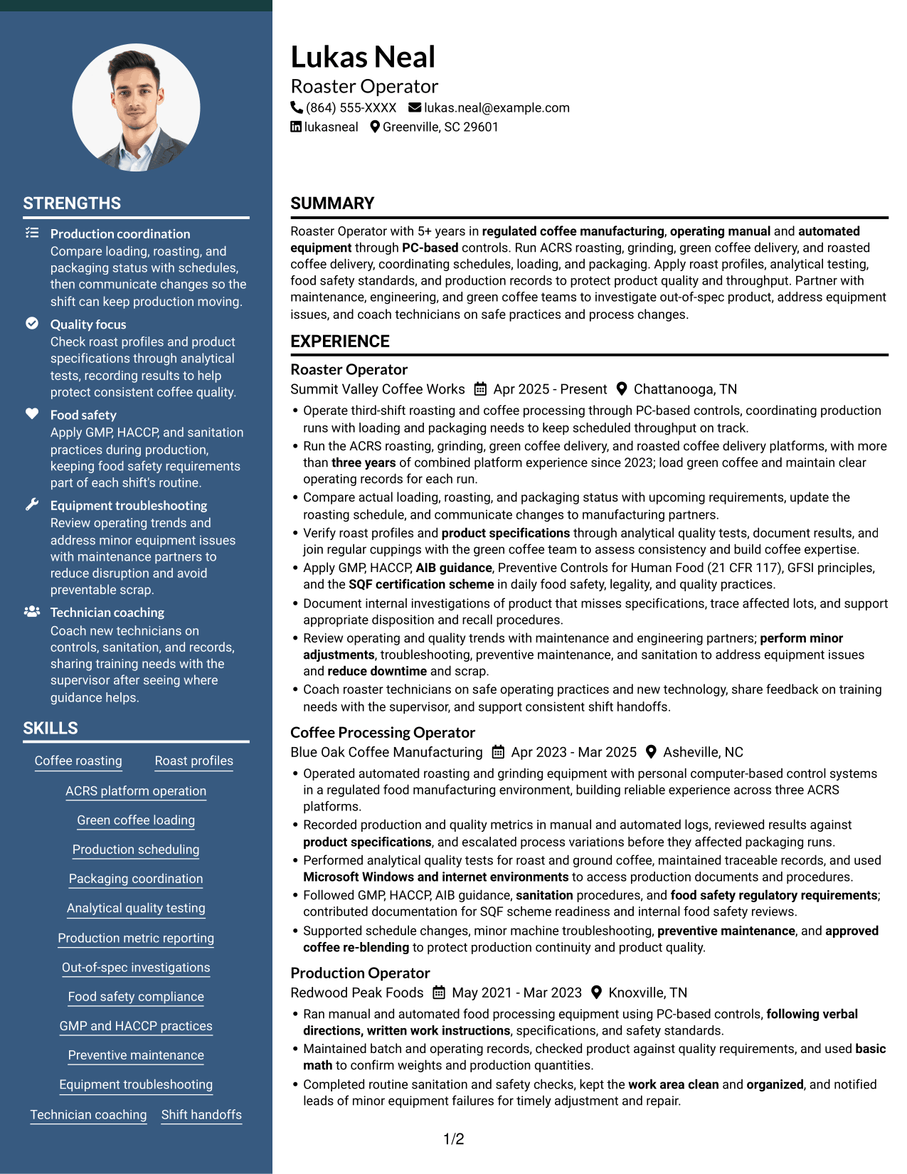 Resume example — page 1