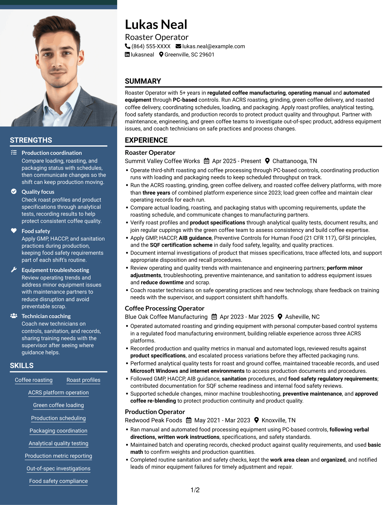 Resume example — page 1