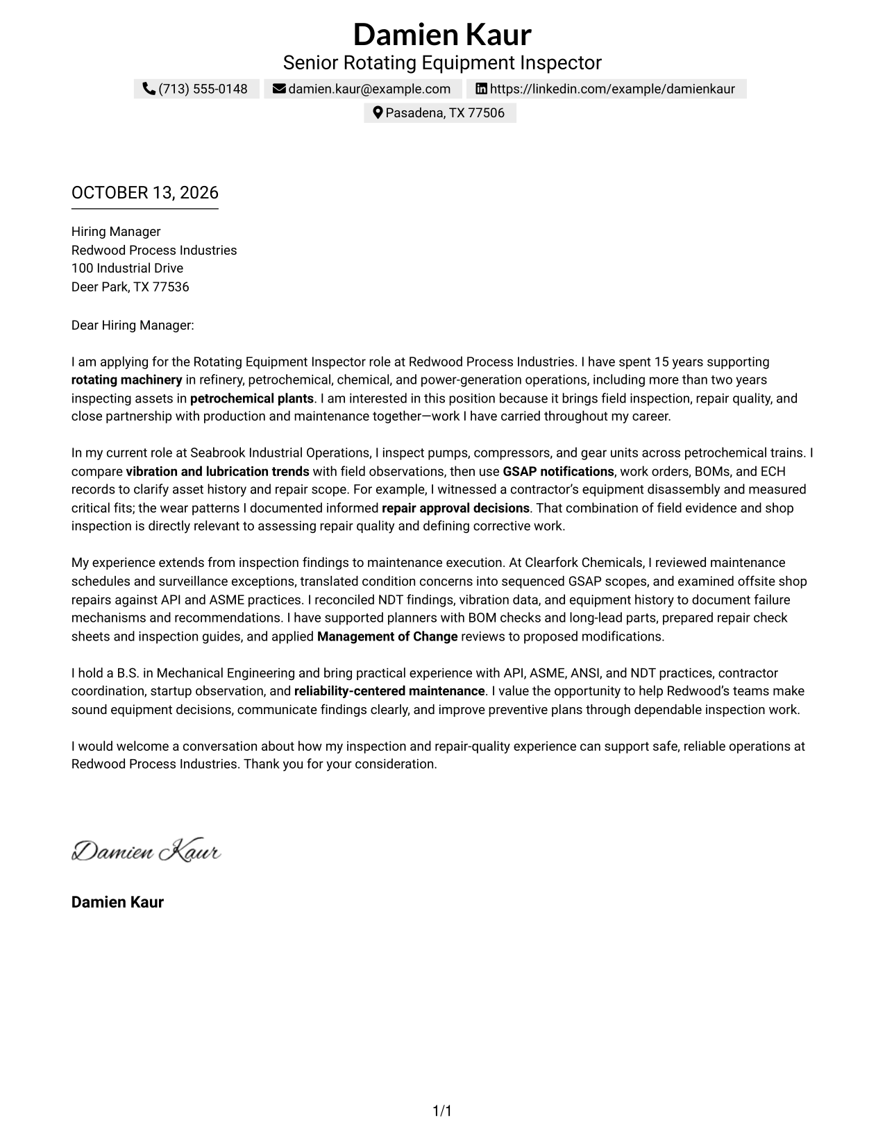 Text/Fang Style Cover Letter Preview