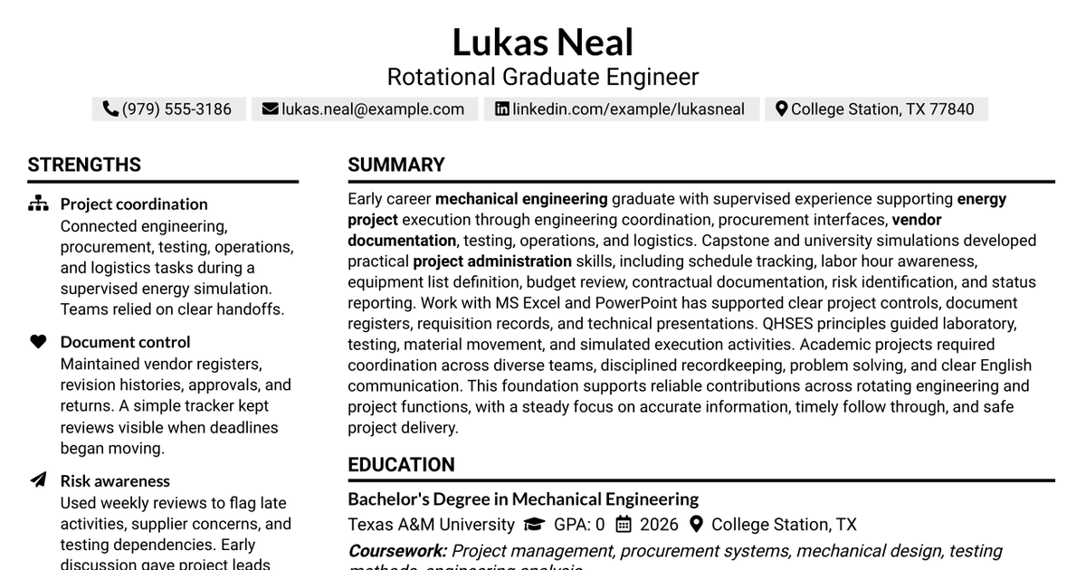 7 Rotational Graduate Resume Templates with Example