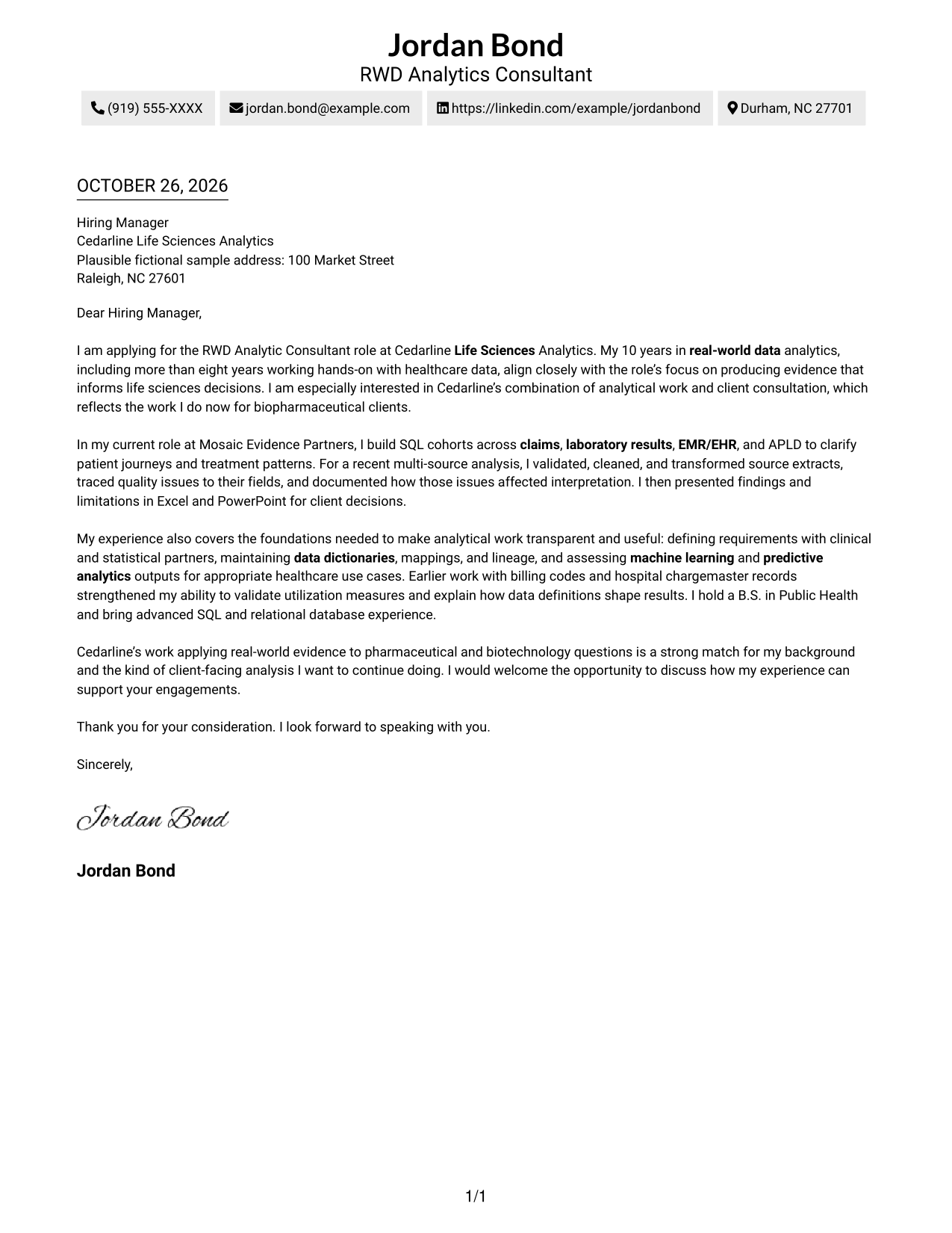 Cover letter example — page 1