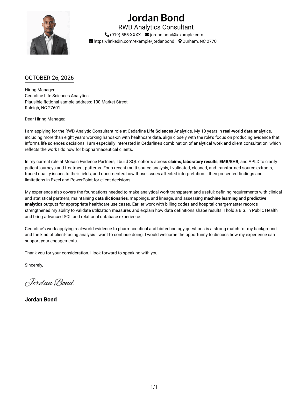 Cover letter example — page 1