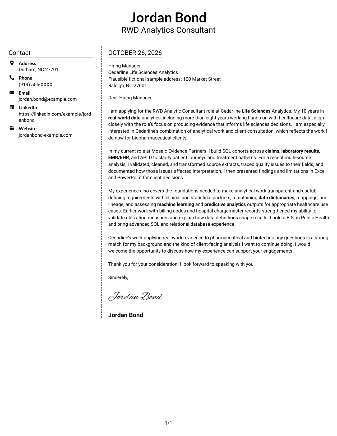 Cover letter example — page 1