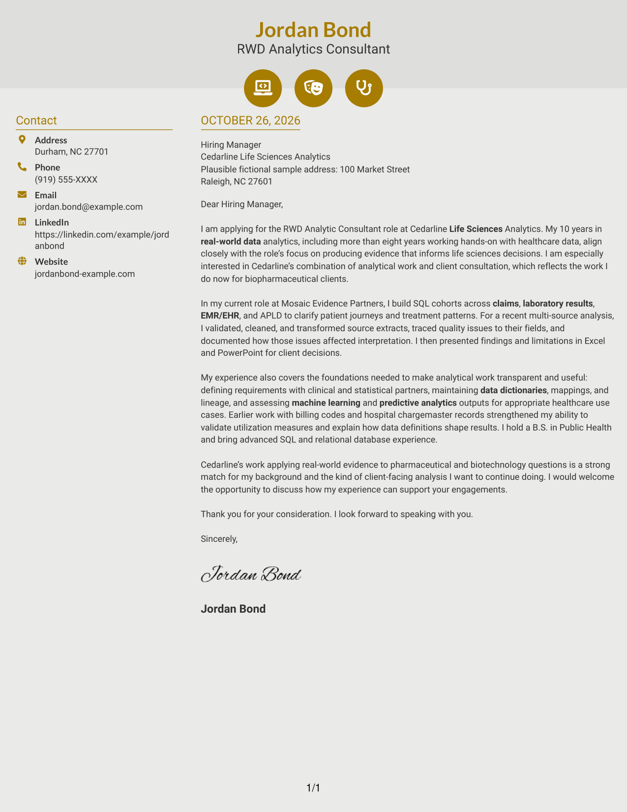 Cover letter example — page 1