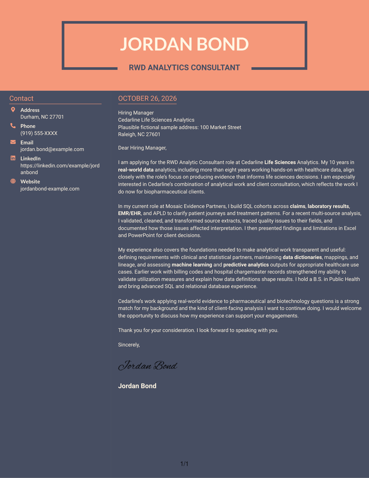 Cover letter example — page 1