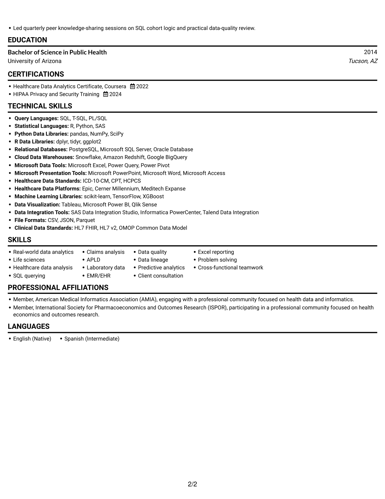 Resume example — page 2
