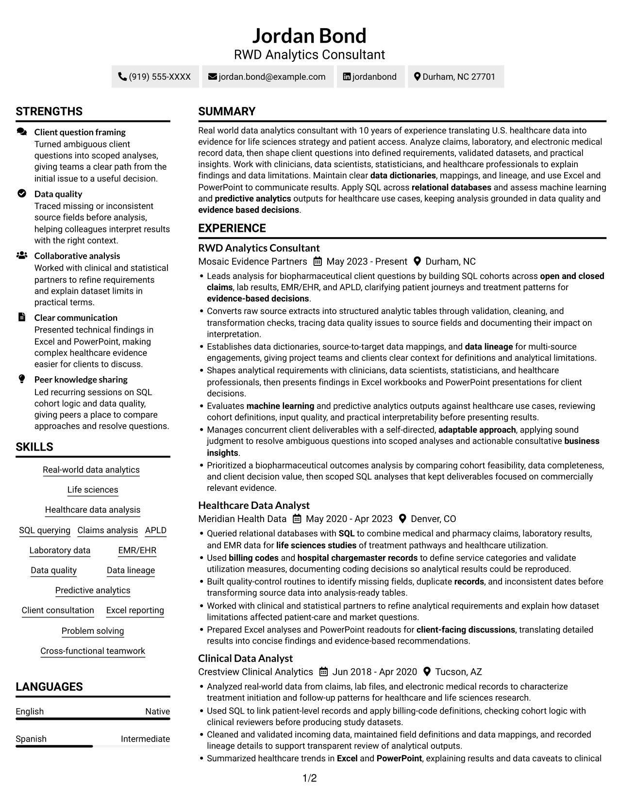 Resume example — page 1