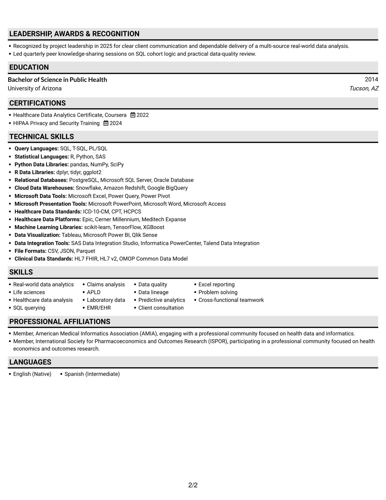 Resume example — page 2