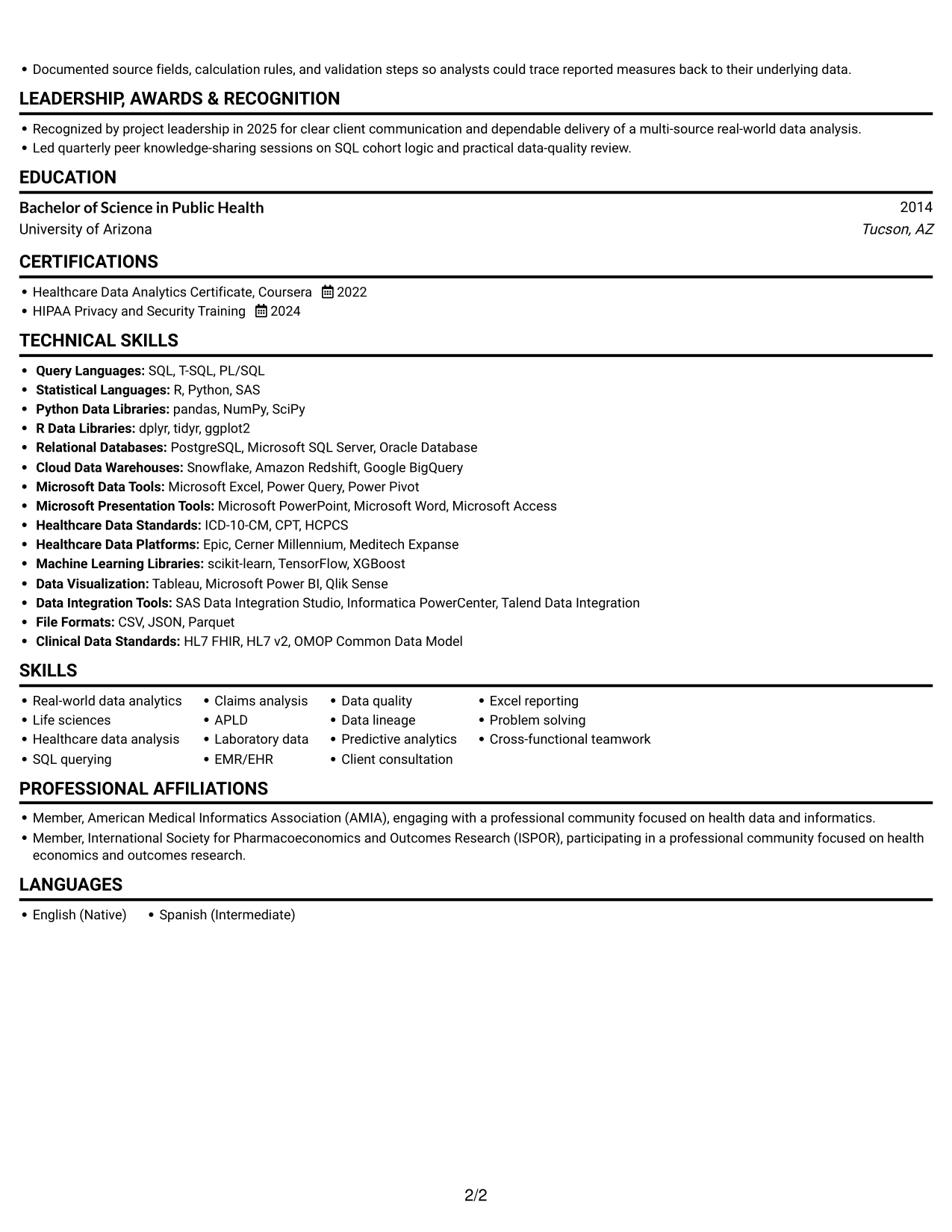 Resume example — page 2