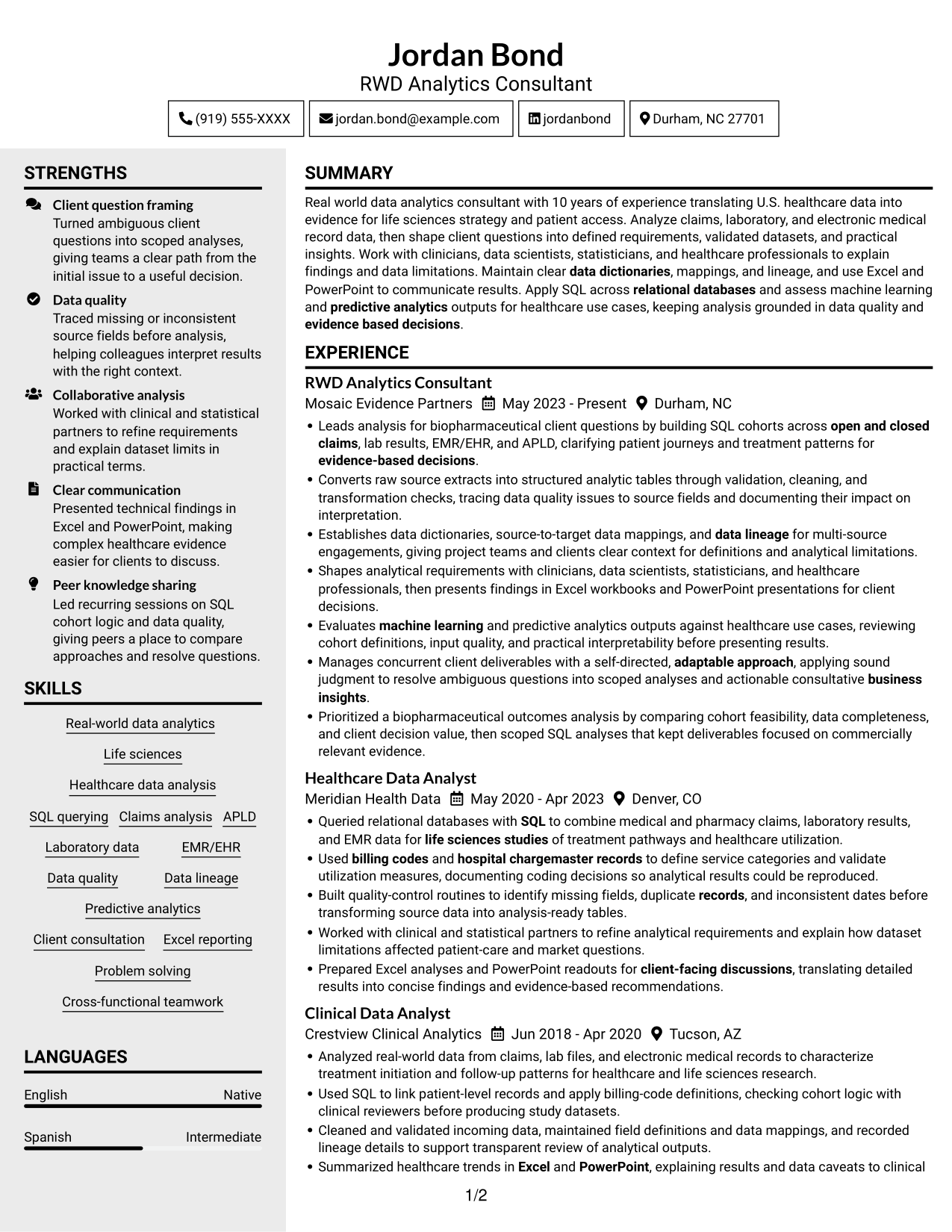 Resume example — page 1