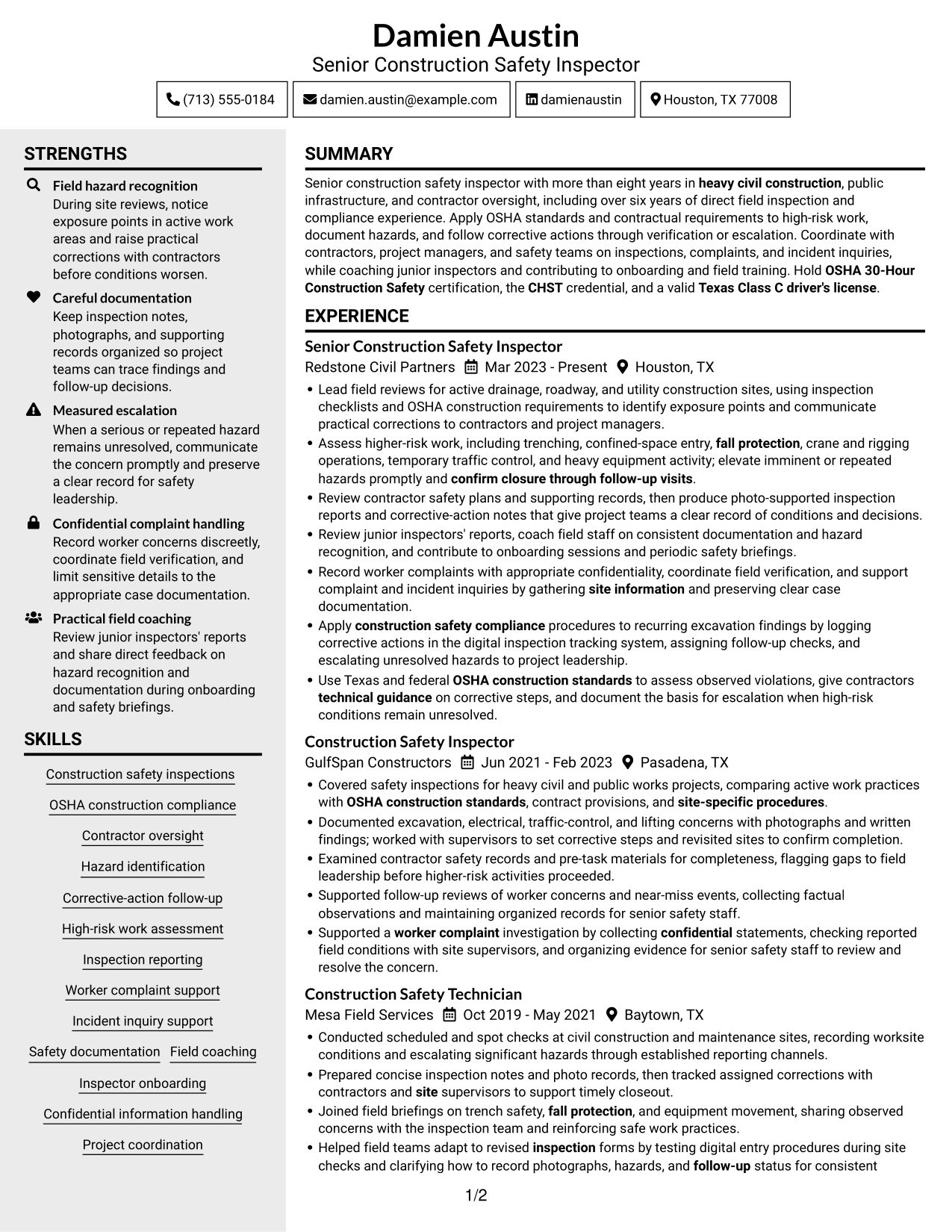 Resume example — page 1