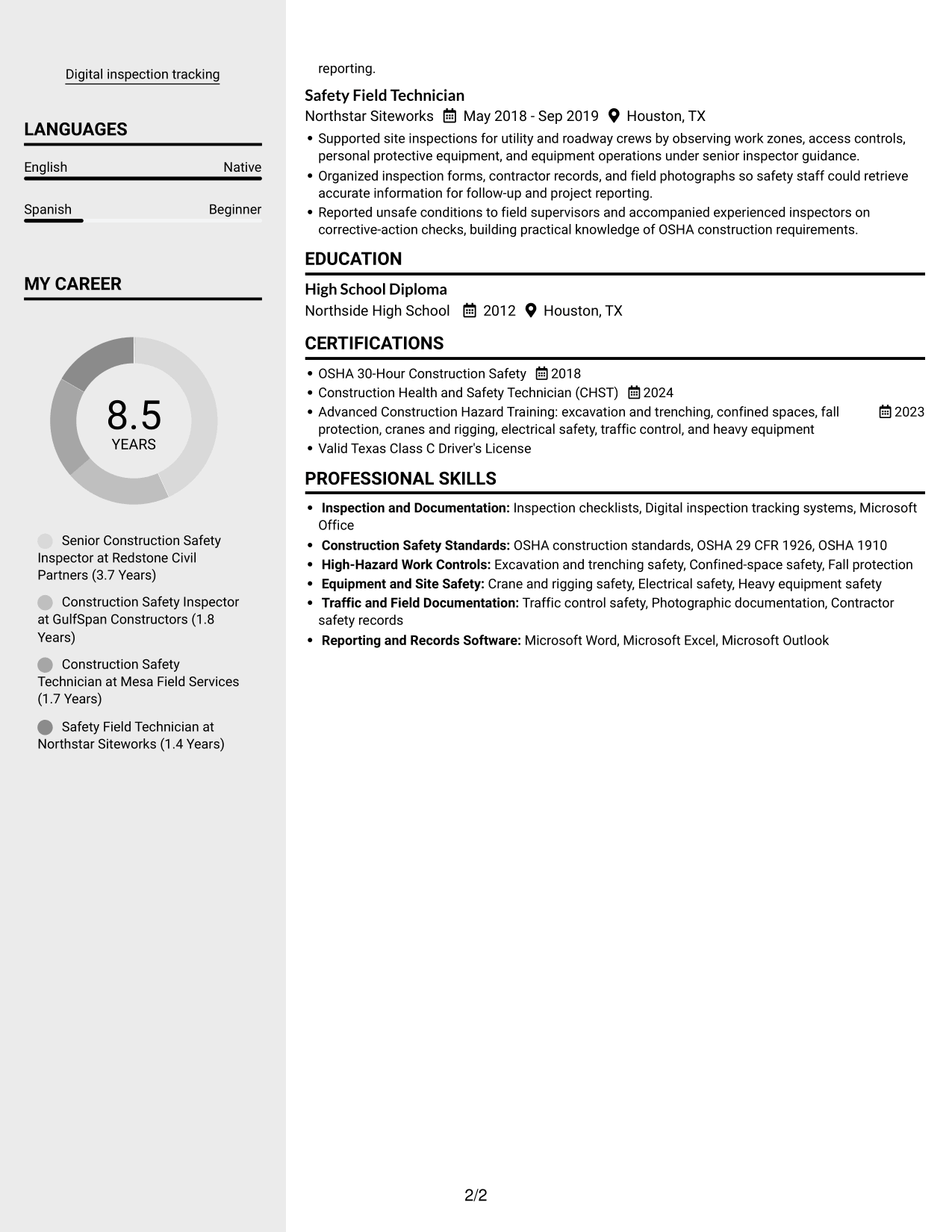 Resume example — page 2