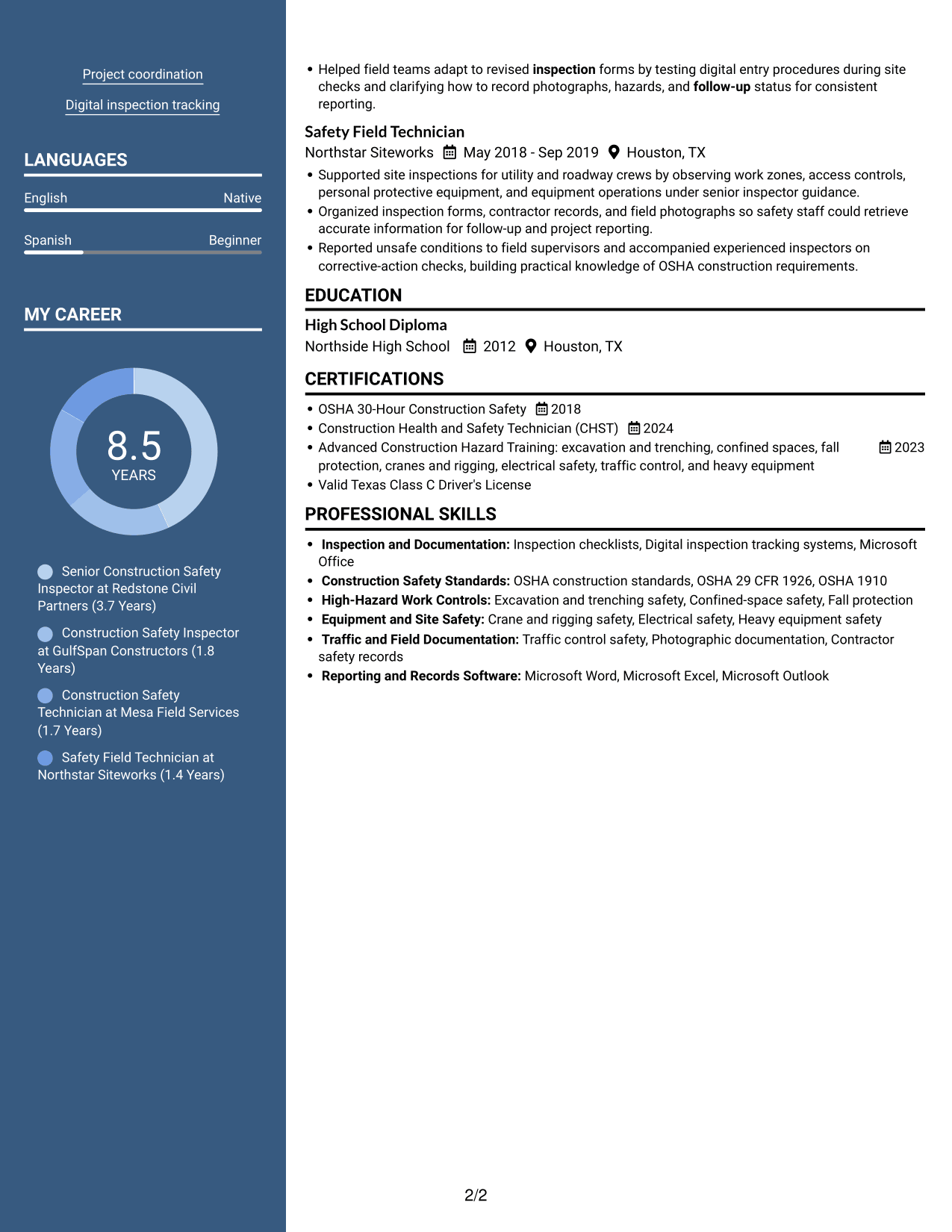 Resume example — page 2