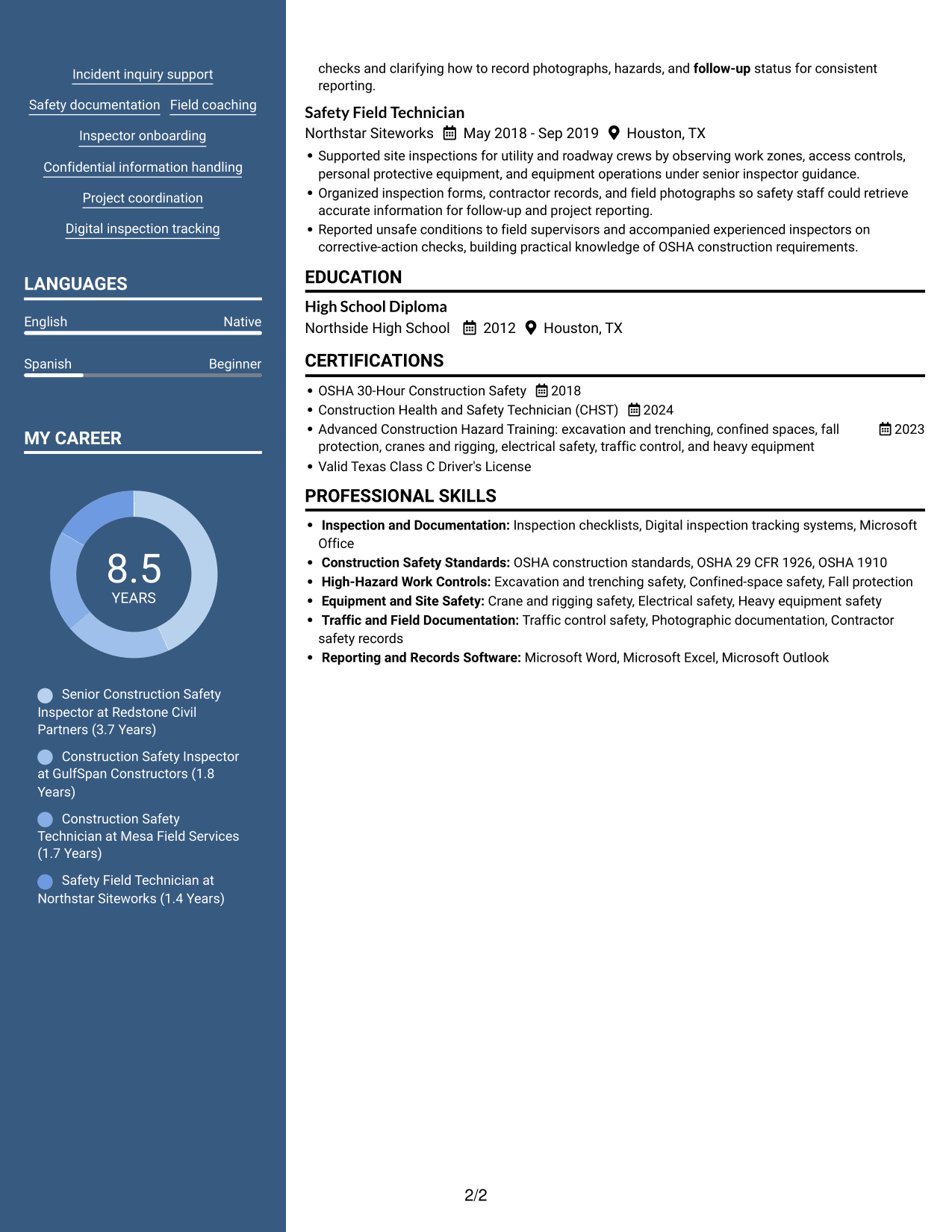 Resume example — page 2