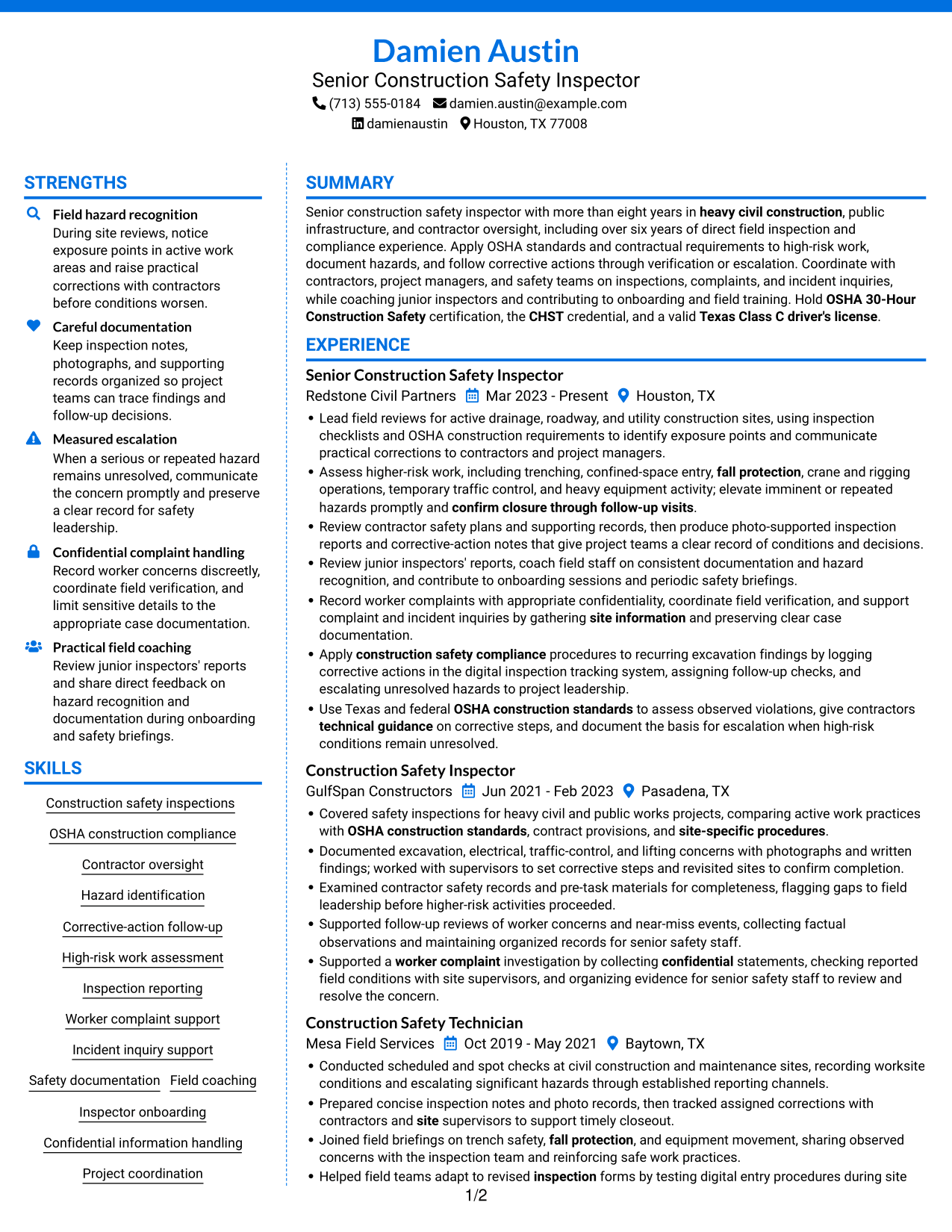 Resume example — page 1