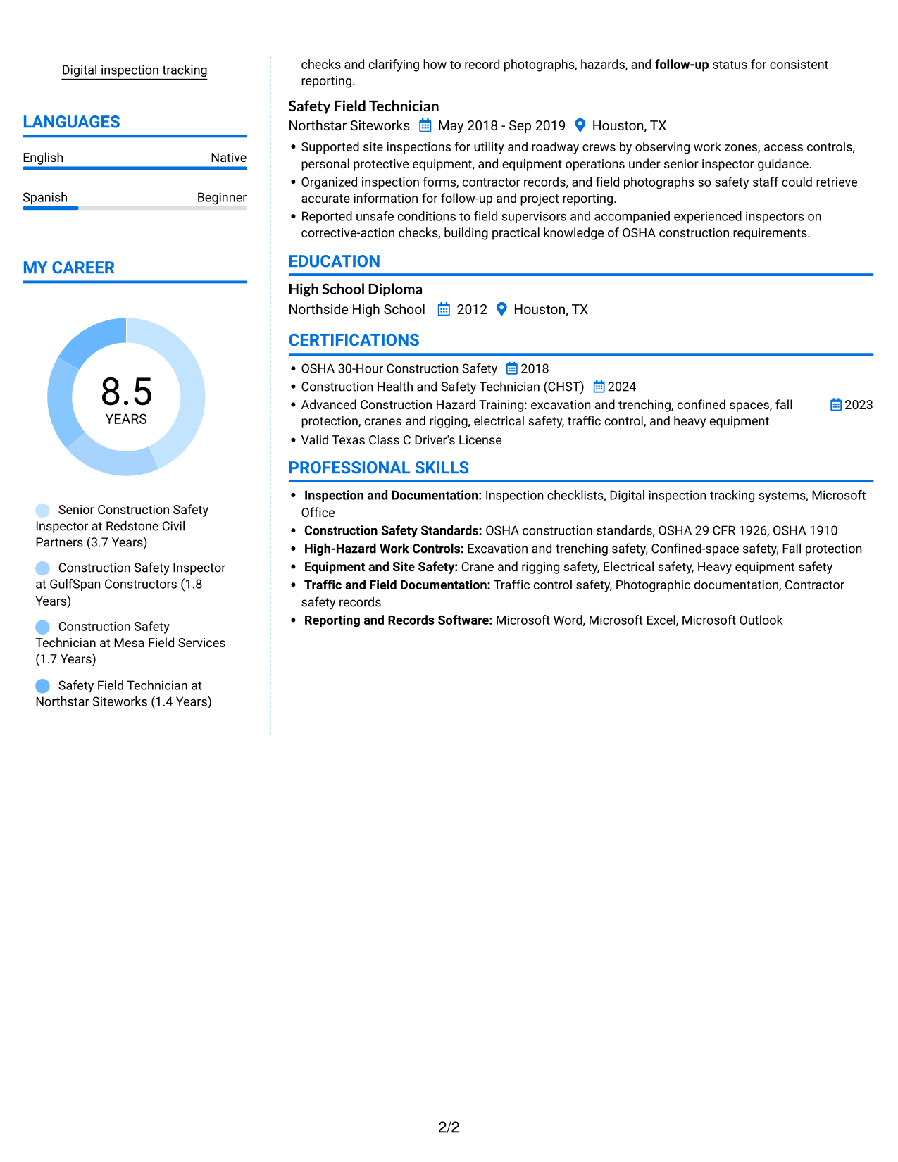 Resume example — page 2
