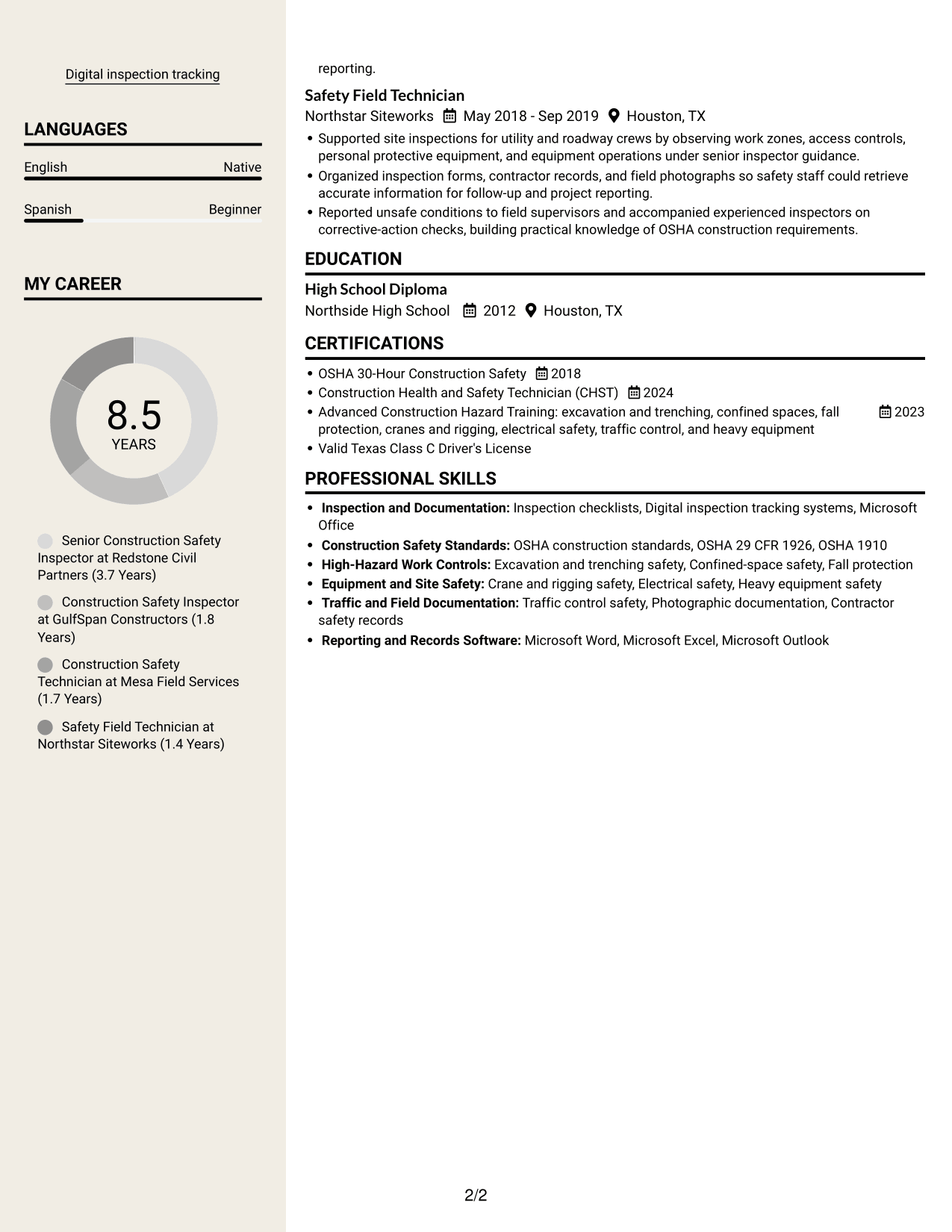 Resume example — page 2
