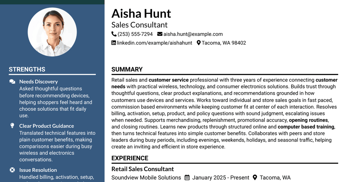 7 Sales Consultant Resume Templates with Example