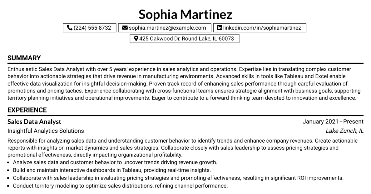 33 Sales Data Analyst Resume Templates with Example 2026 (ATS-Optimized)