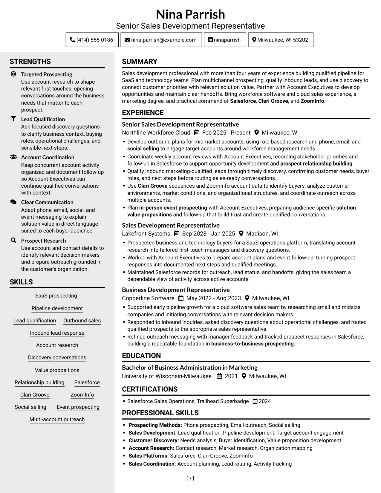 Resume example — page 1