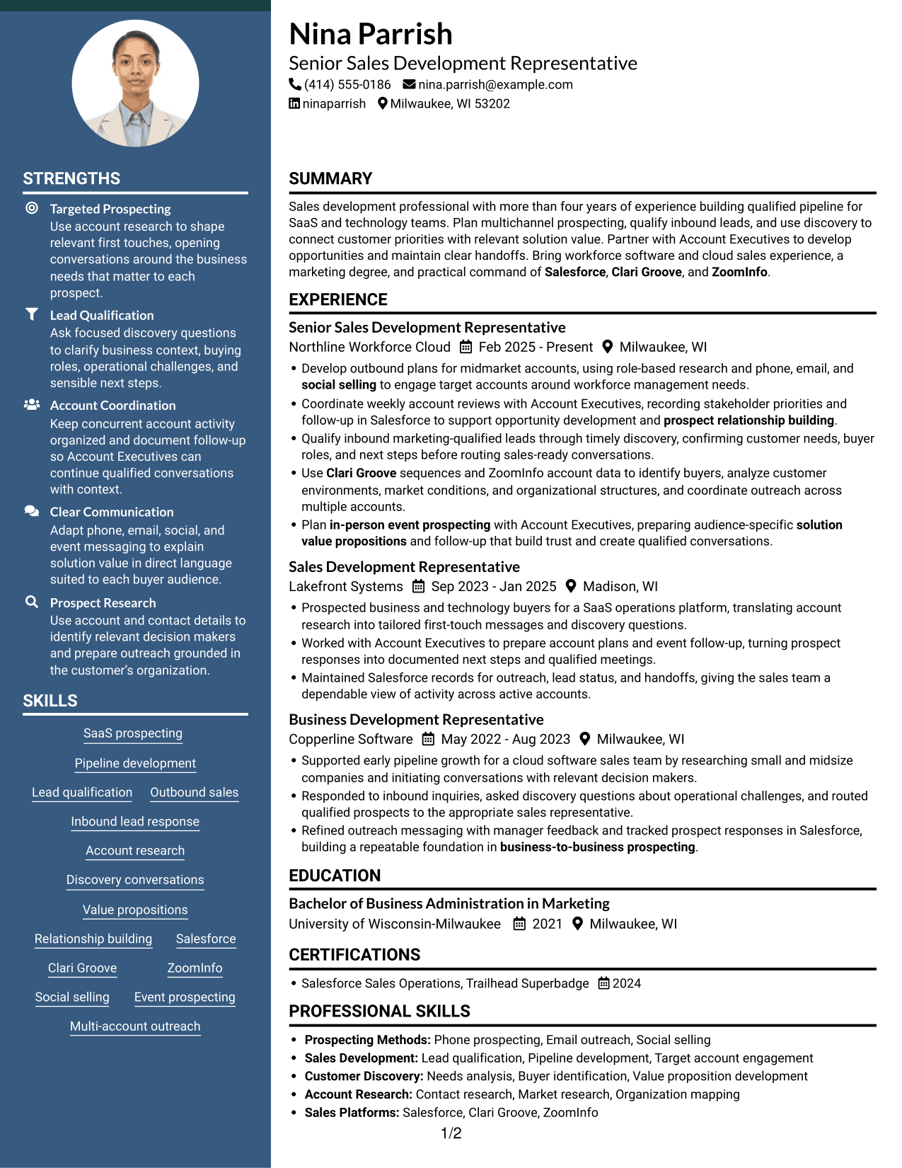 Resume example — page 1