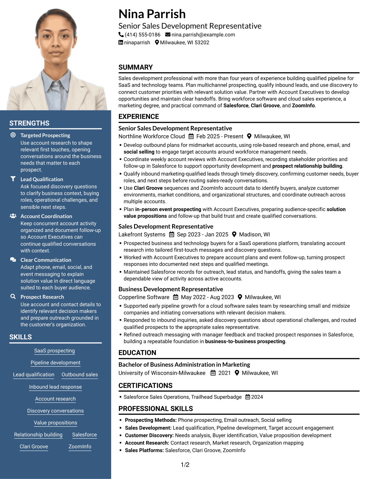 Resume example — page 1