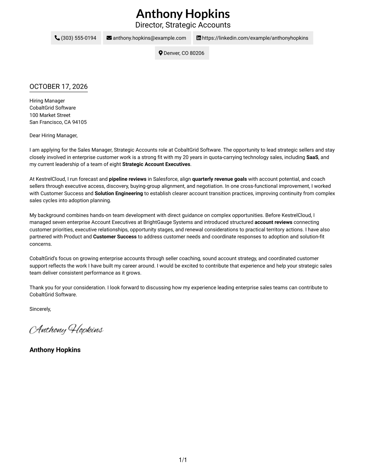 Cover letter example — page 1