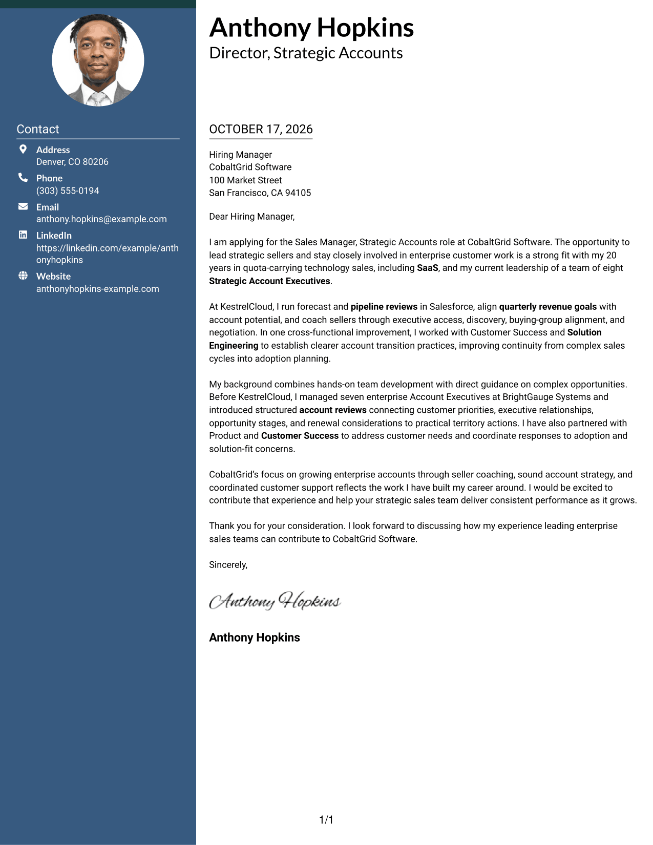 Cover letter example — page 1