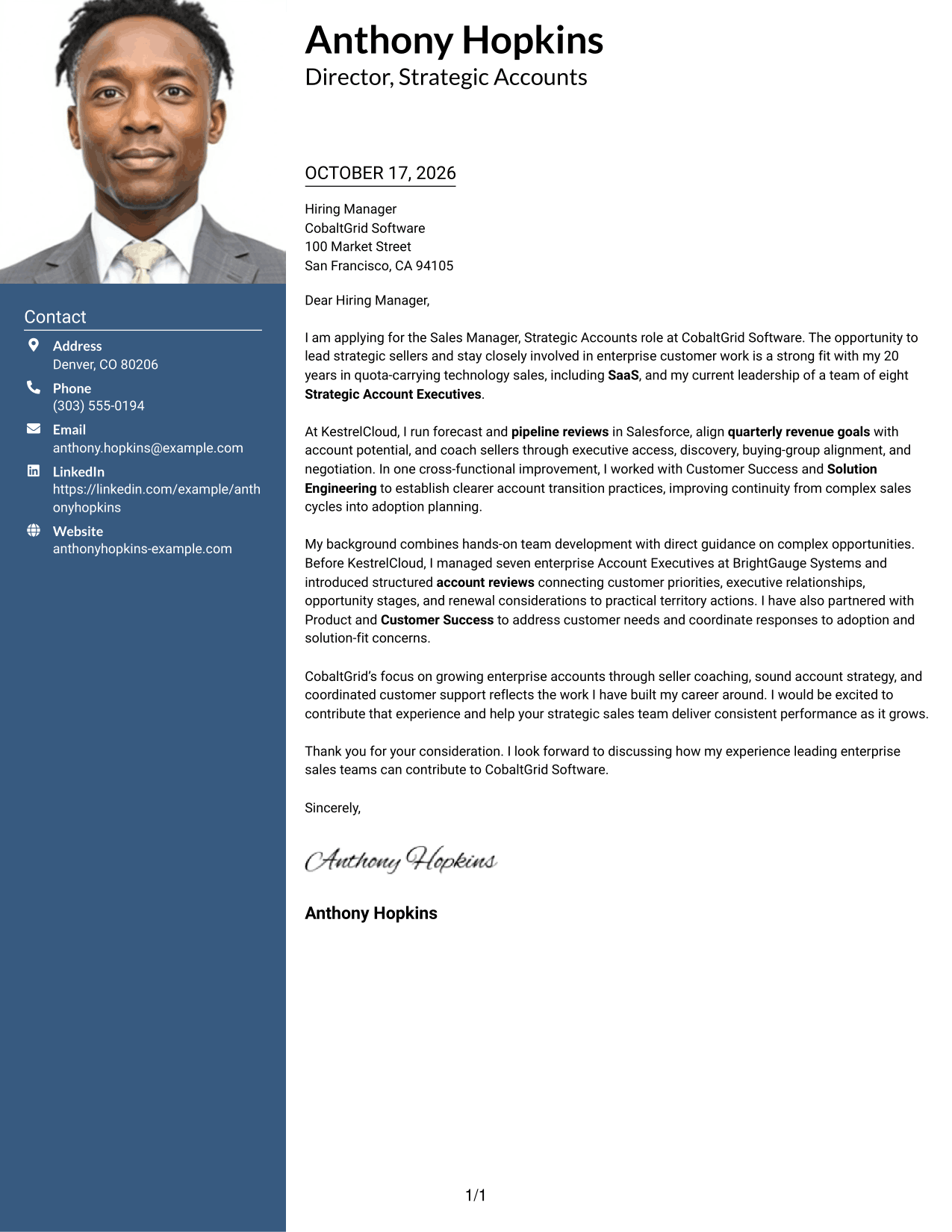 Cover letter example — page 1