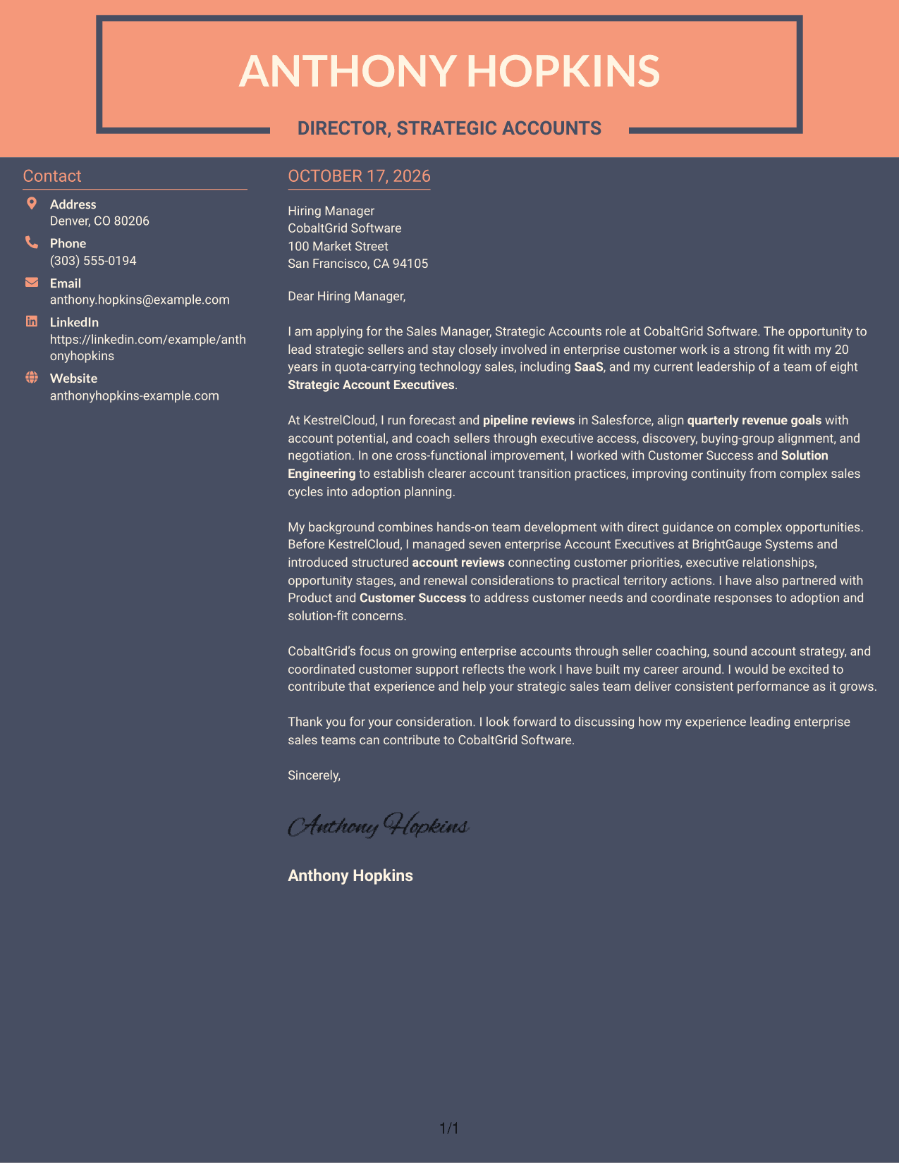 Cover letter example — page 1