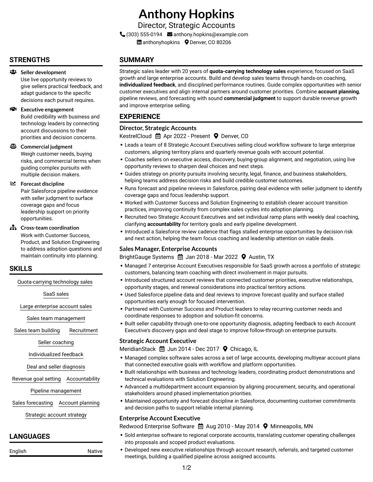 Resume example — page 1